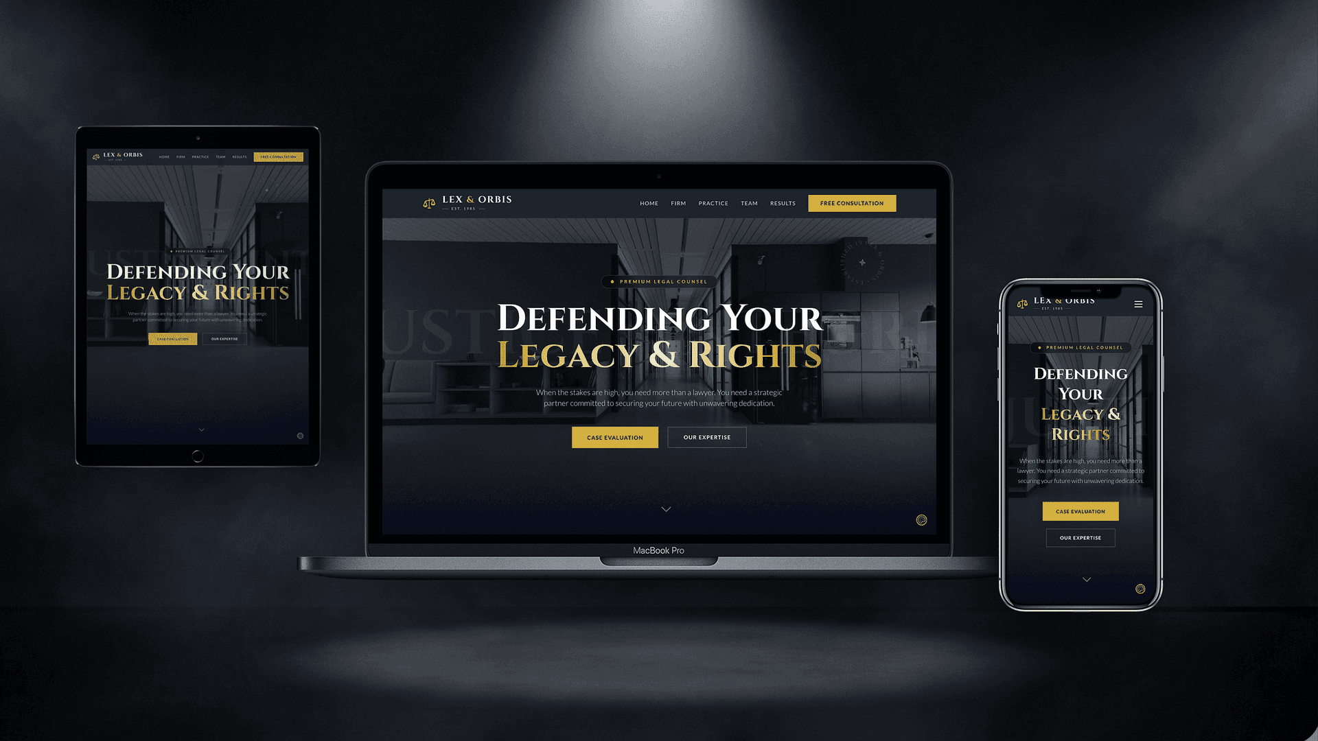 Legal Boutique Website — Lex & Orbis design — Landing exclusive website base preview