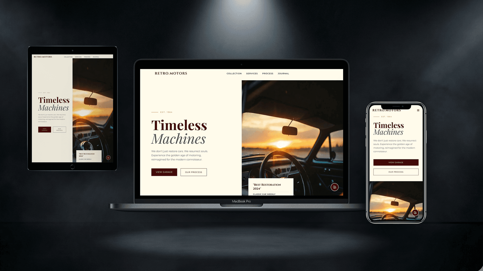 Classic Car Restoration Website — Retro Motors — Landing exclusive website base preview