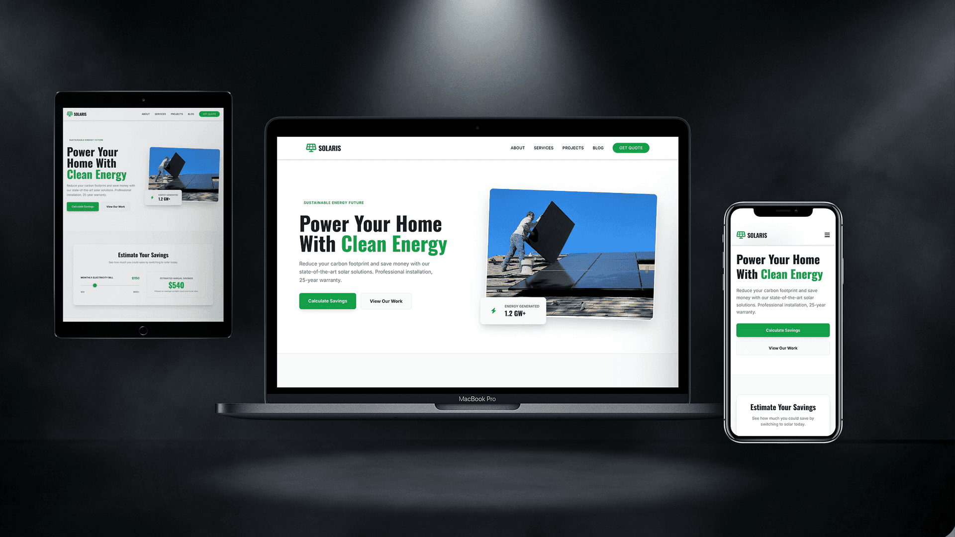 Solar Energy Website — SOLARIS design — Corporate exclusive website base preview