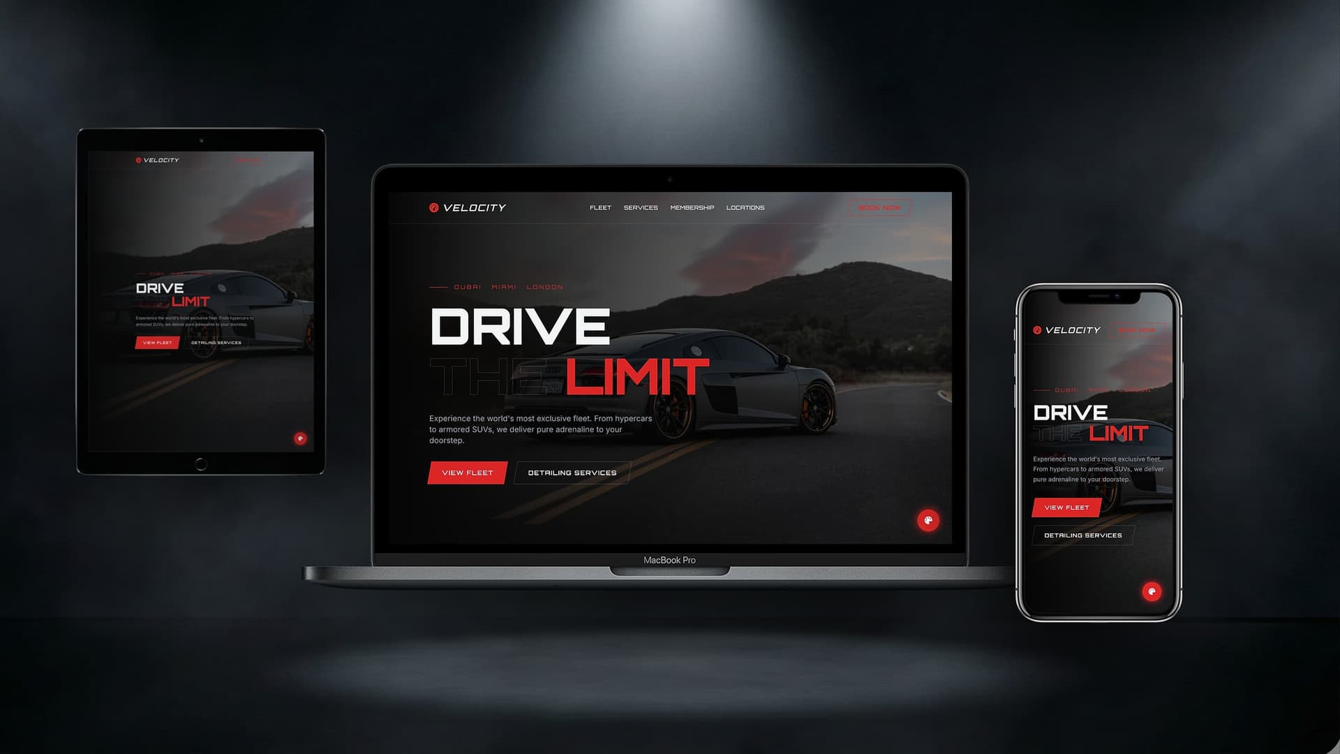 Car Rental Website — VELOCITY Rent design — Landing exclusive website base preview