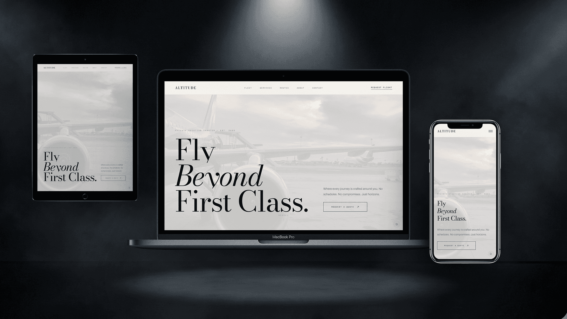 Private Aviation Website — ALTITUDE design — Multi-page exclusive website base preview