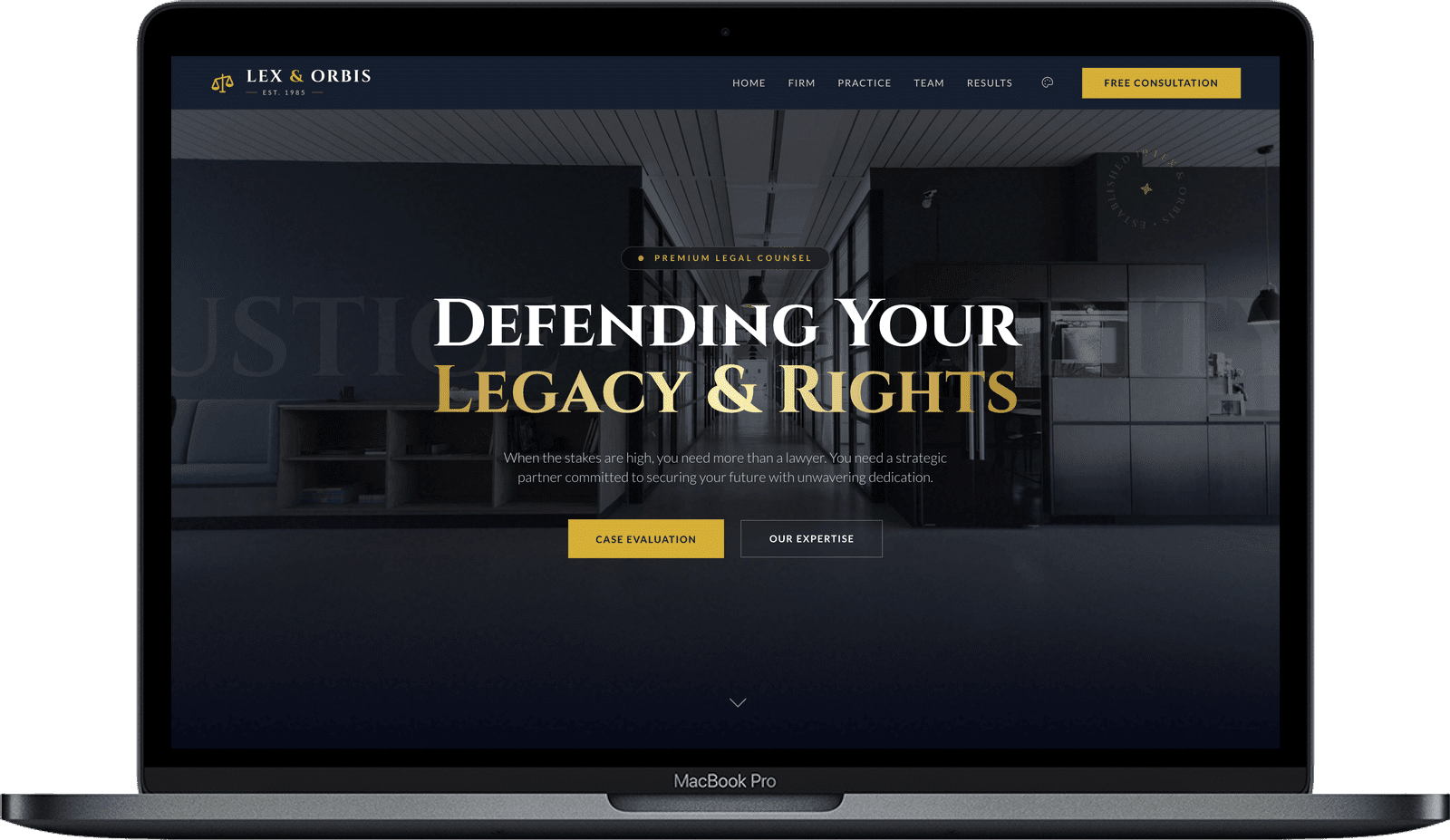 Legal Boutique Website — Lex & Orbis design homepage preview