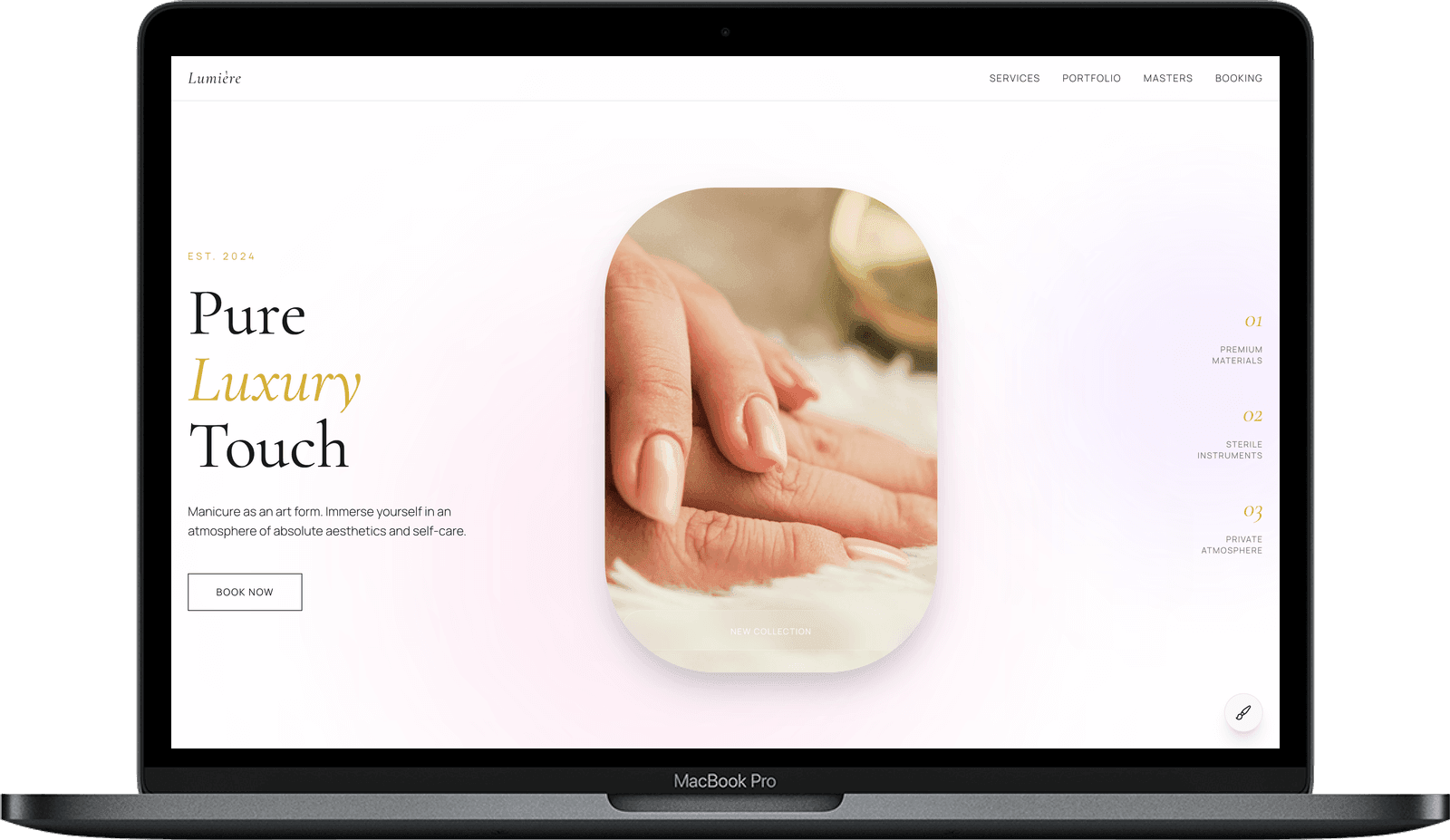 Nail Salon Website — Lumière design homepage preview