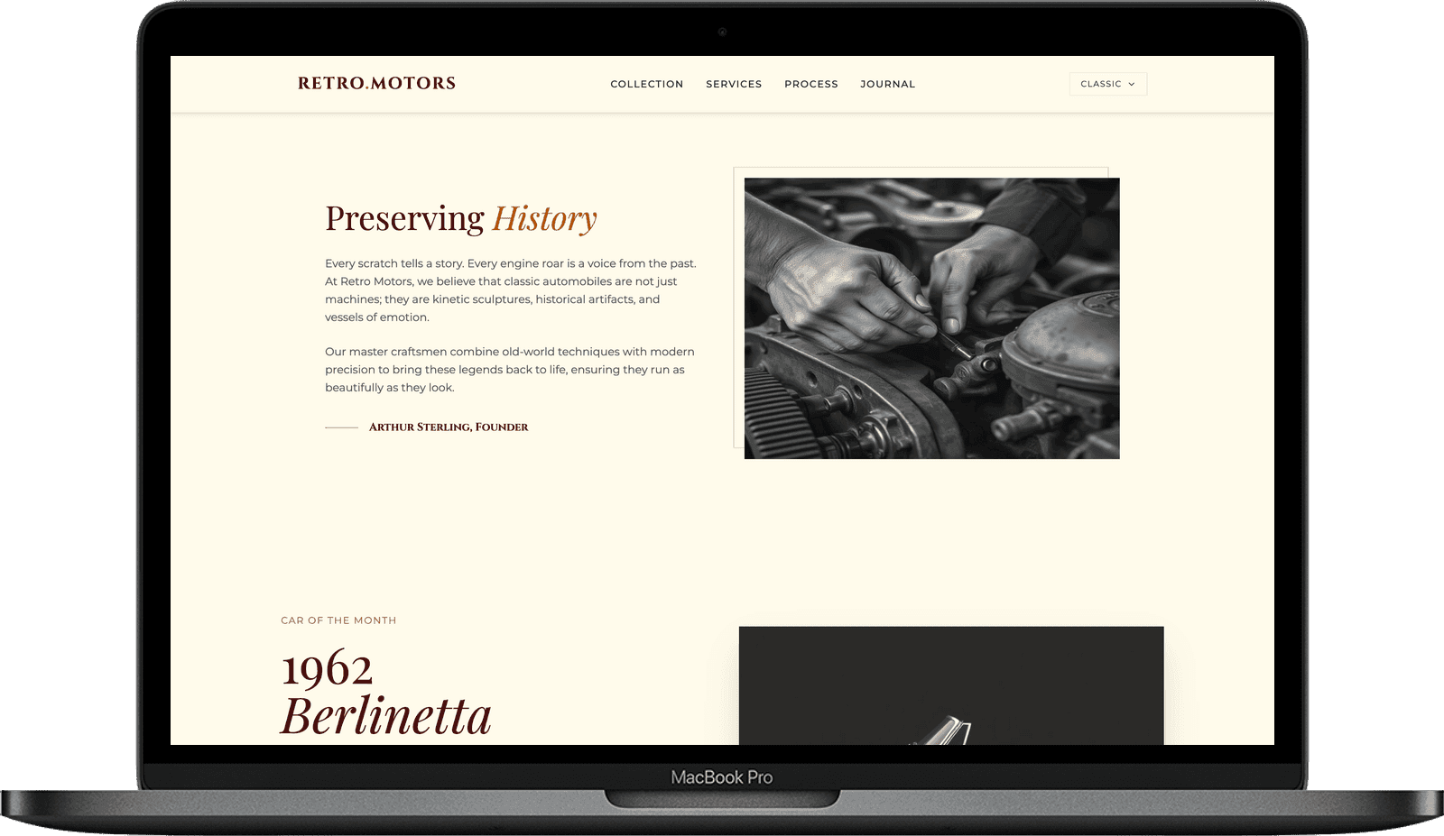 Classic Car Restoration Website — Retro Motors detail preview 1
