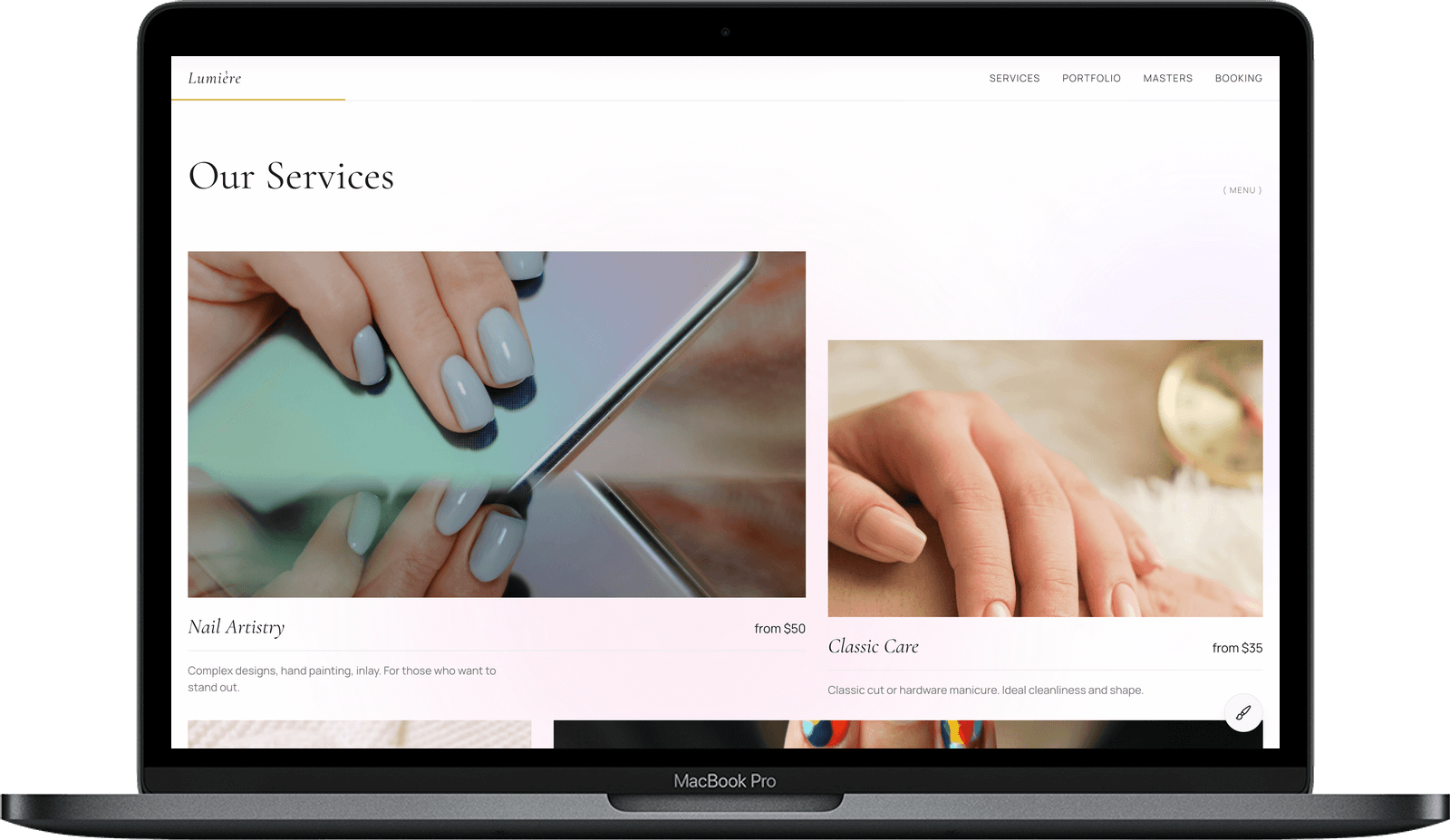 Nail Salon Website — Lumière design detail preview 2