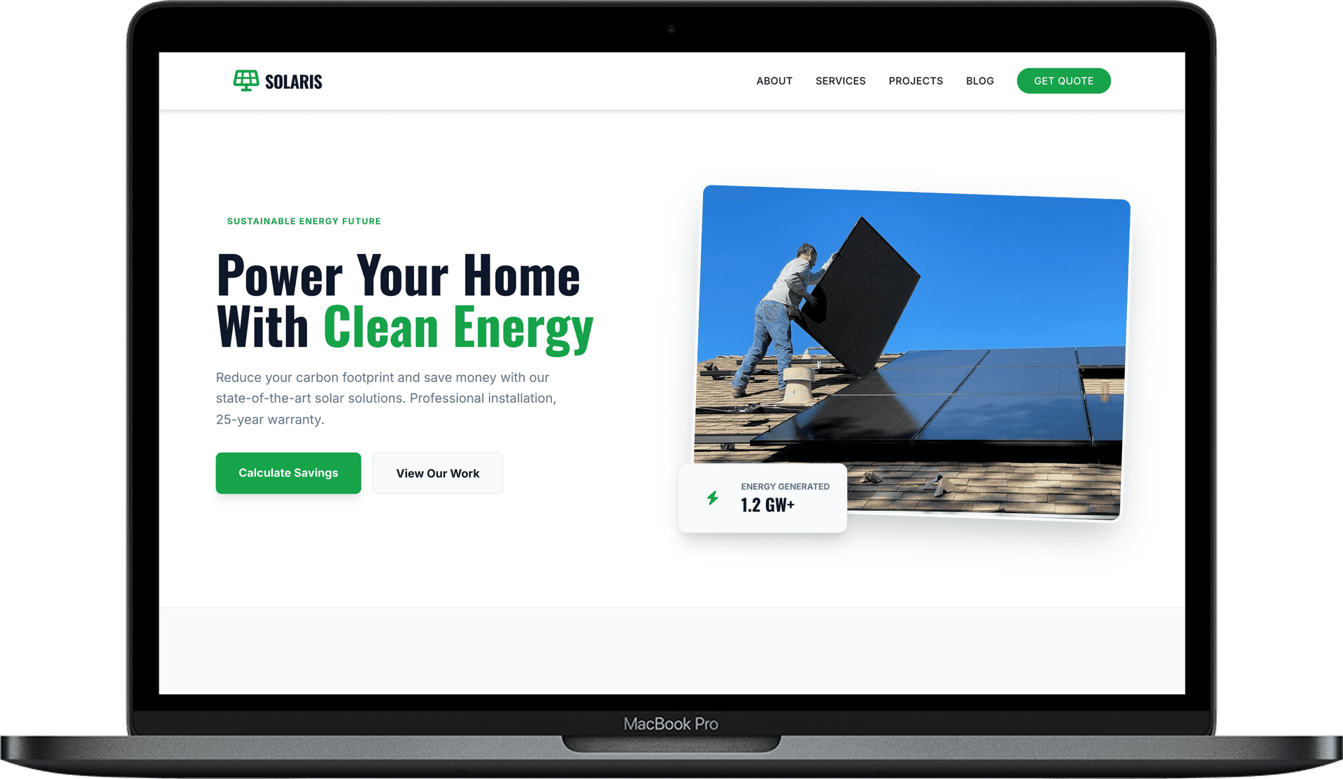 Solar Energy Website — SOLARIS design homepage preview