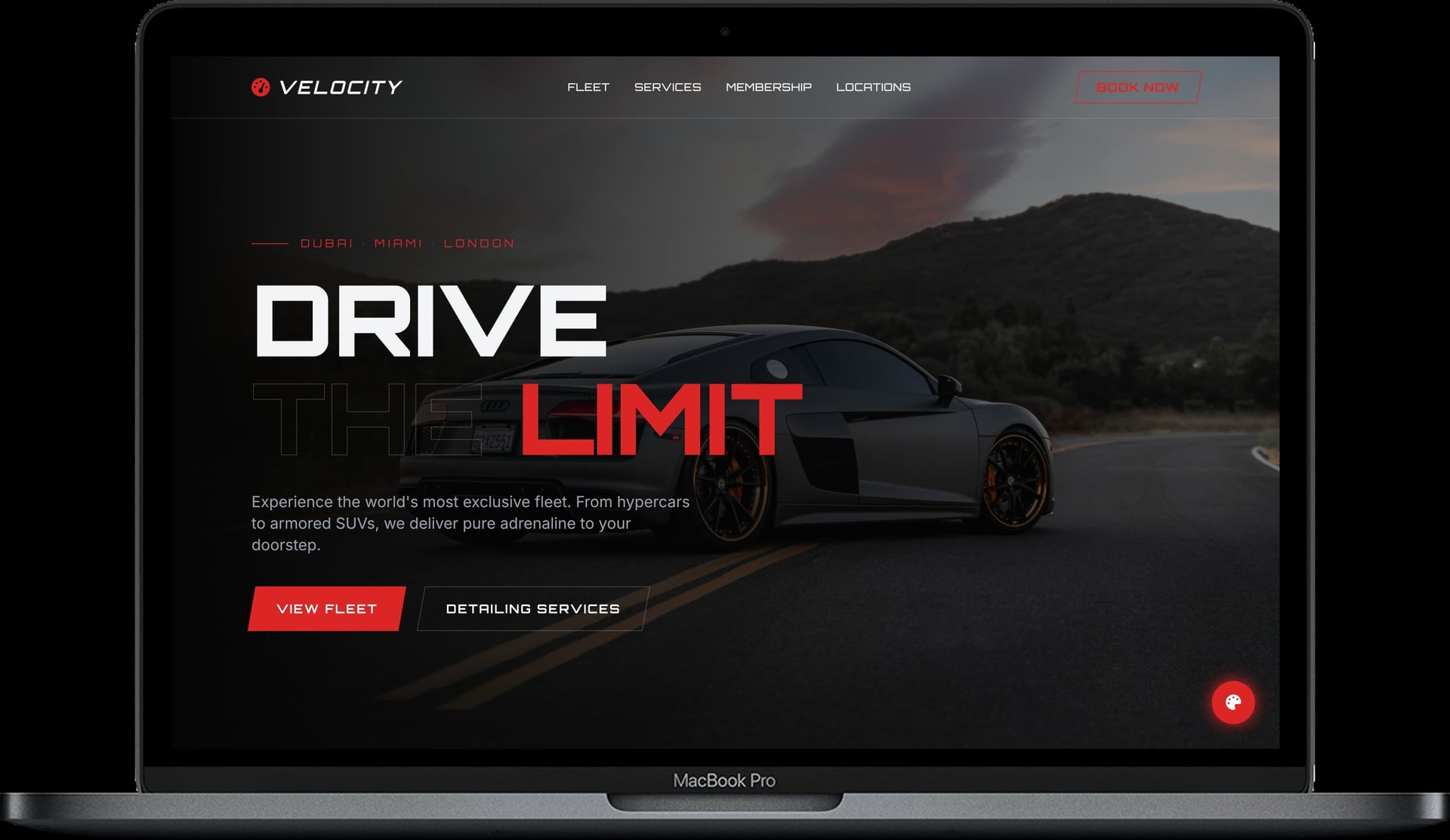 Car Rental Website — VELOCITY Rent design homepage preview