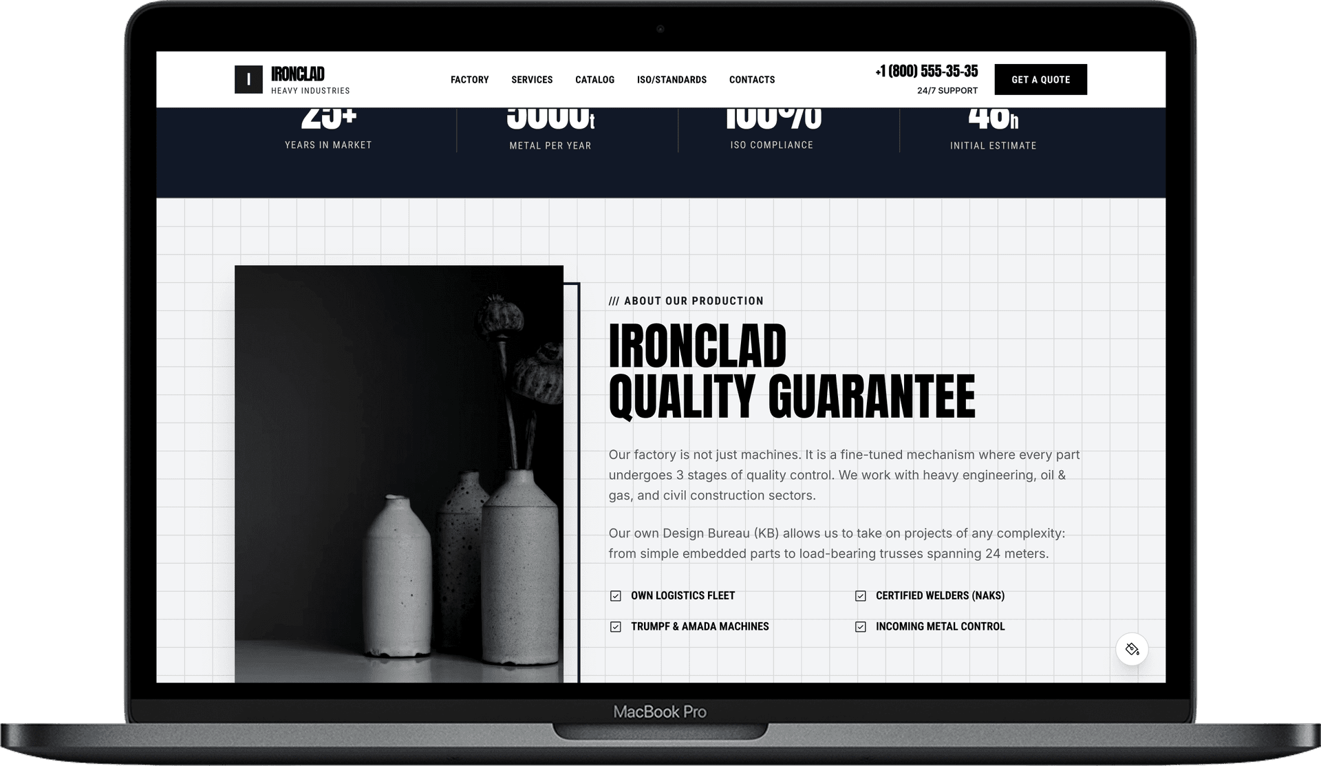 Manufacturing Plant Website — IRONCLAD design detail preview 1