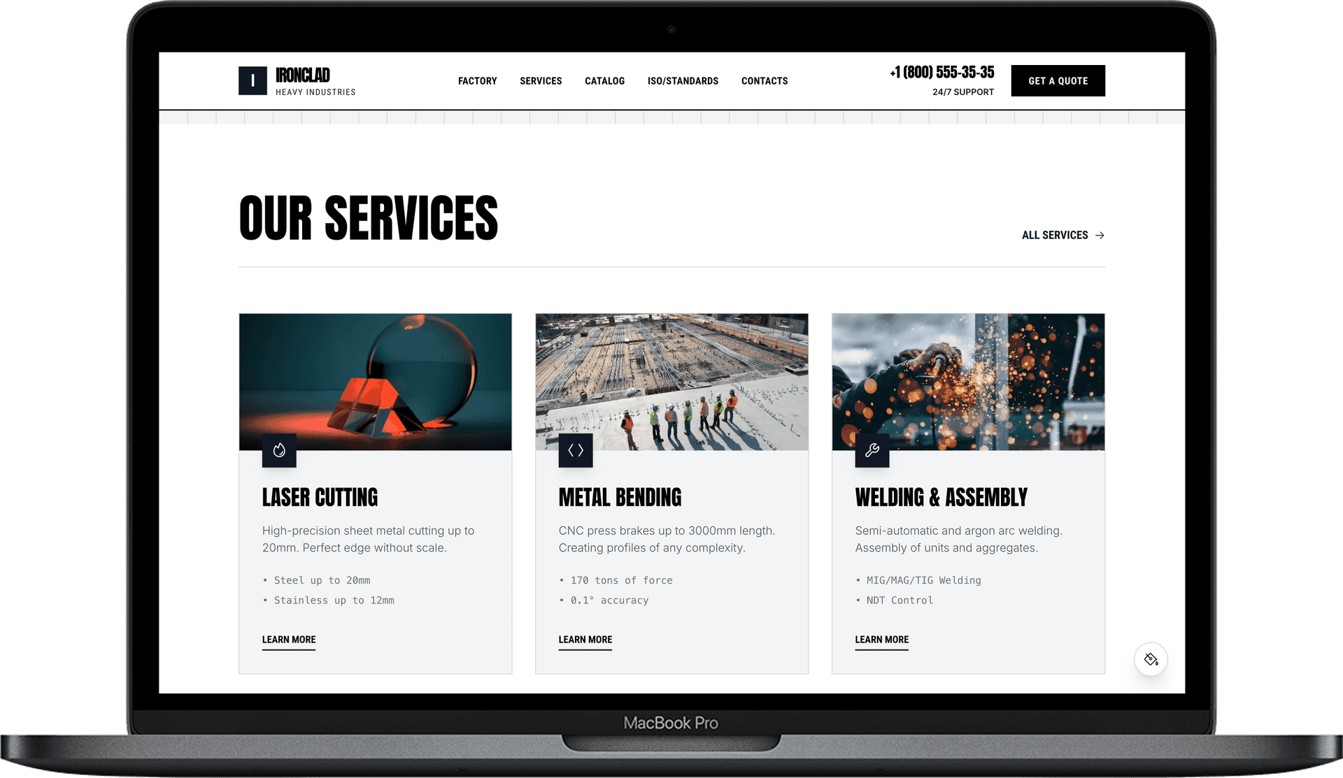 Manufacturing Plant Website — IRONCLAD design detail preview 2