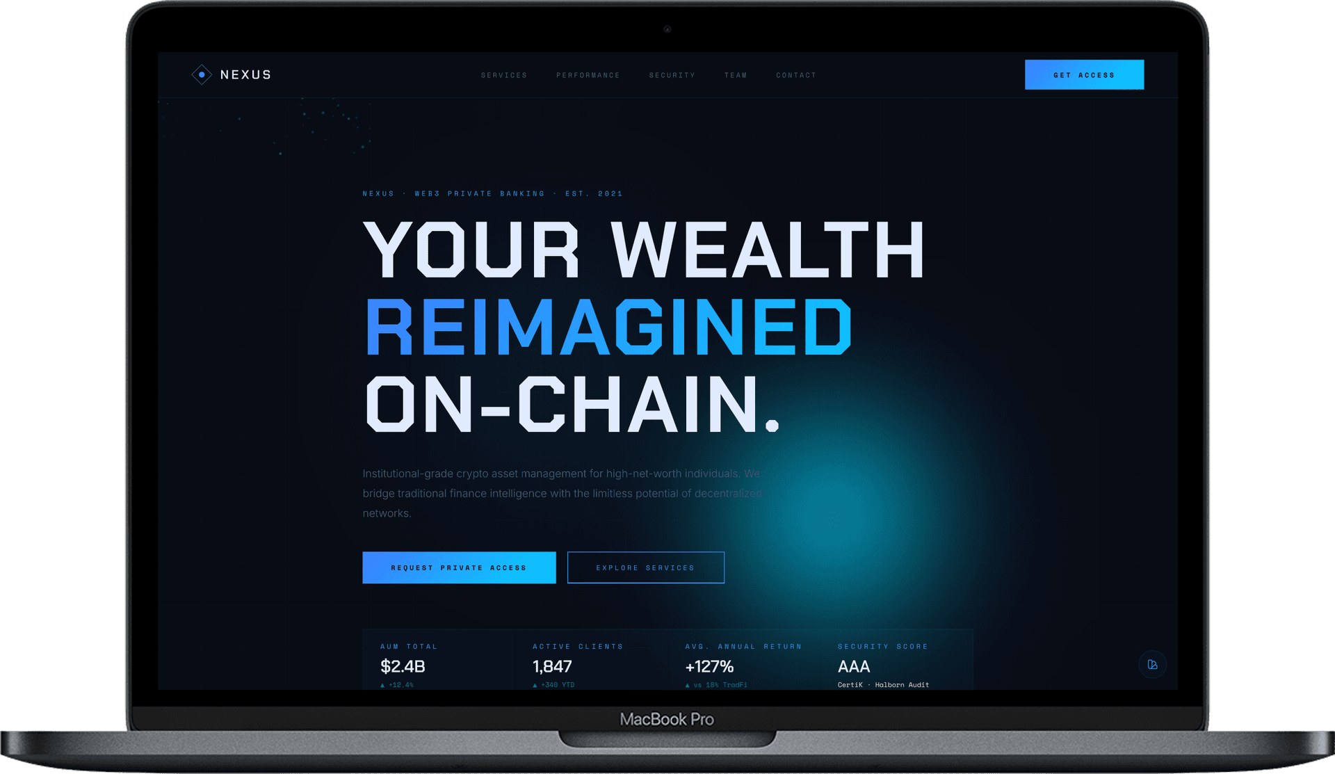 Crypto Wealth Website — NEXUS design homepage preview