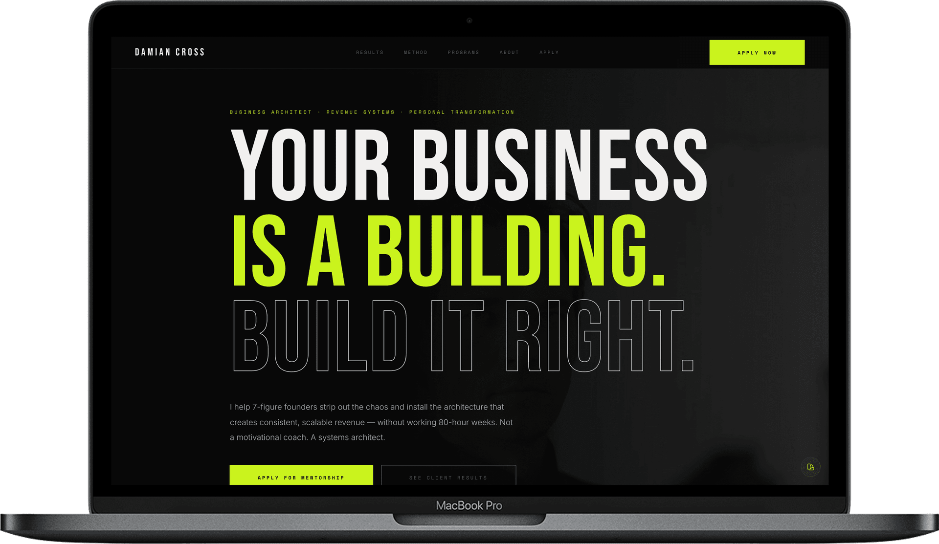 Business Consultant Website — Damian Cross design homepage preview