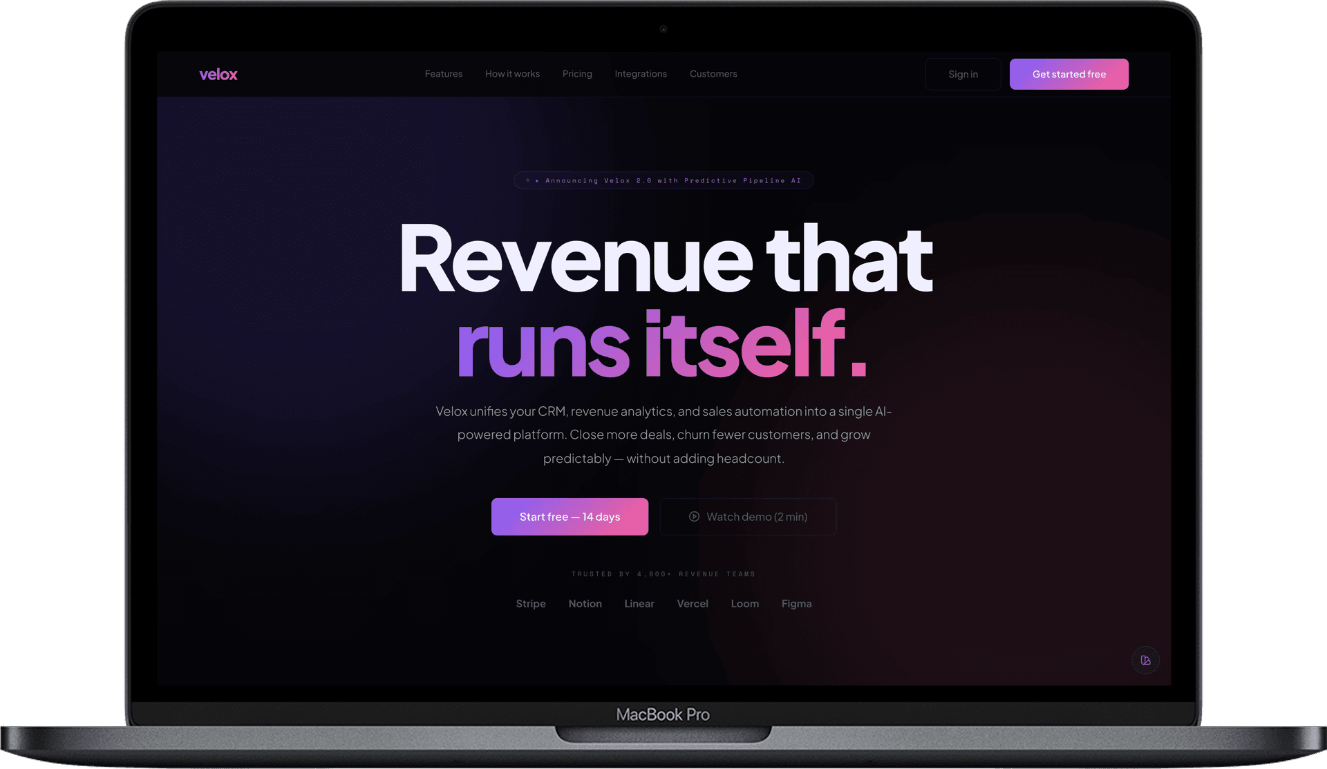 B2B SaaS Website — VELOX design homepage preview