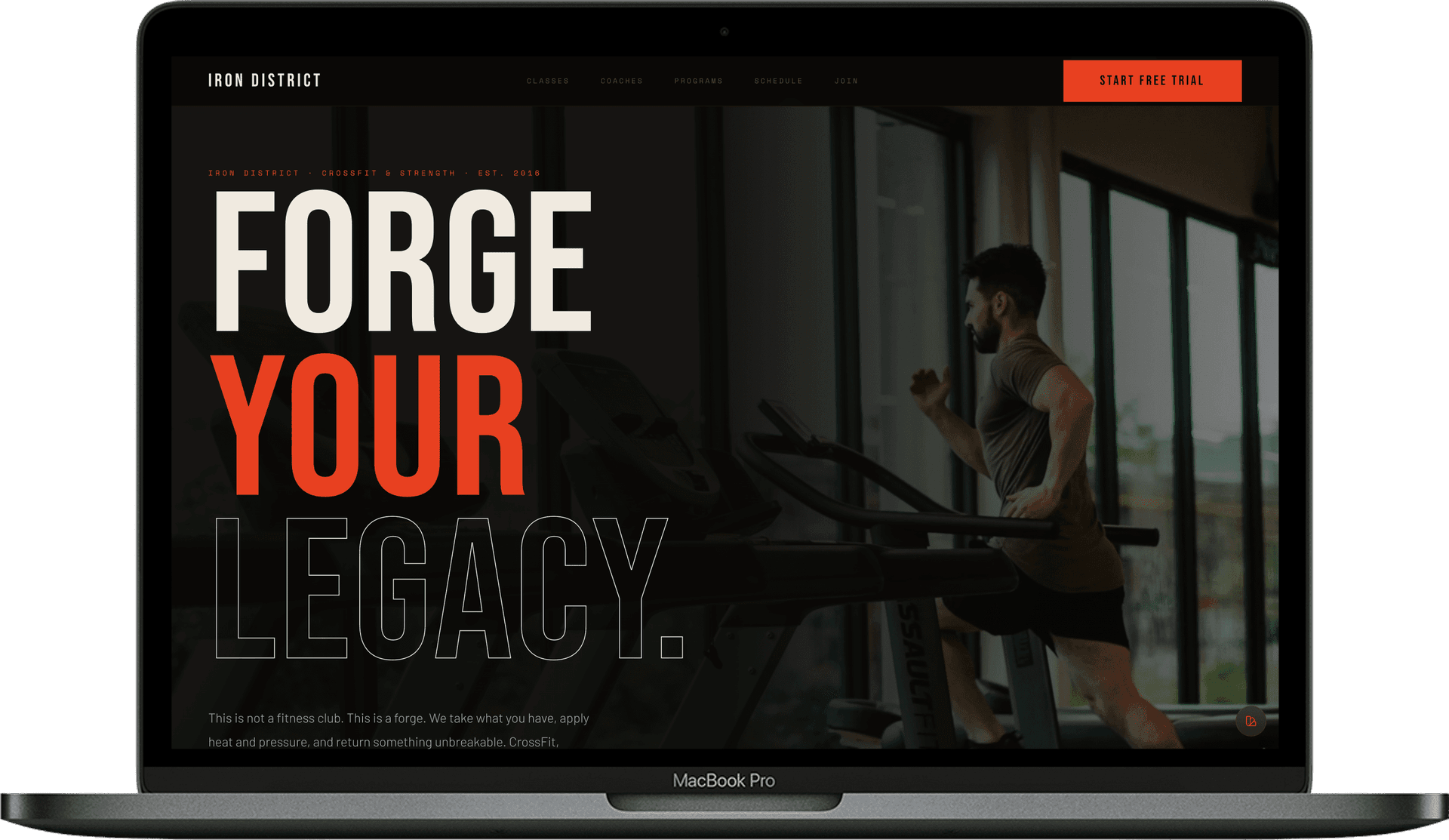 Gym Website — Iron District design homepage preview