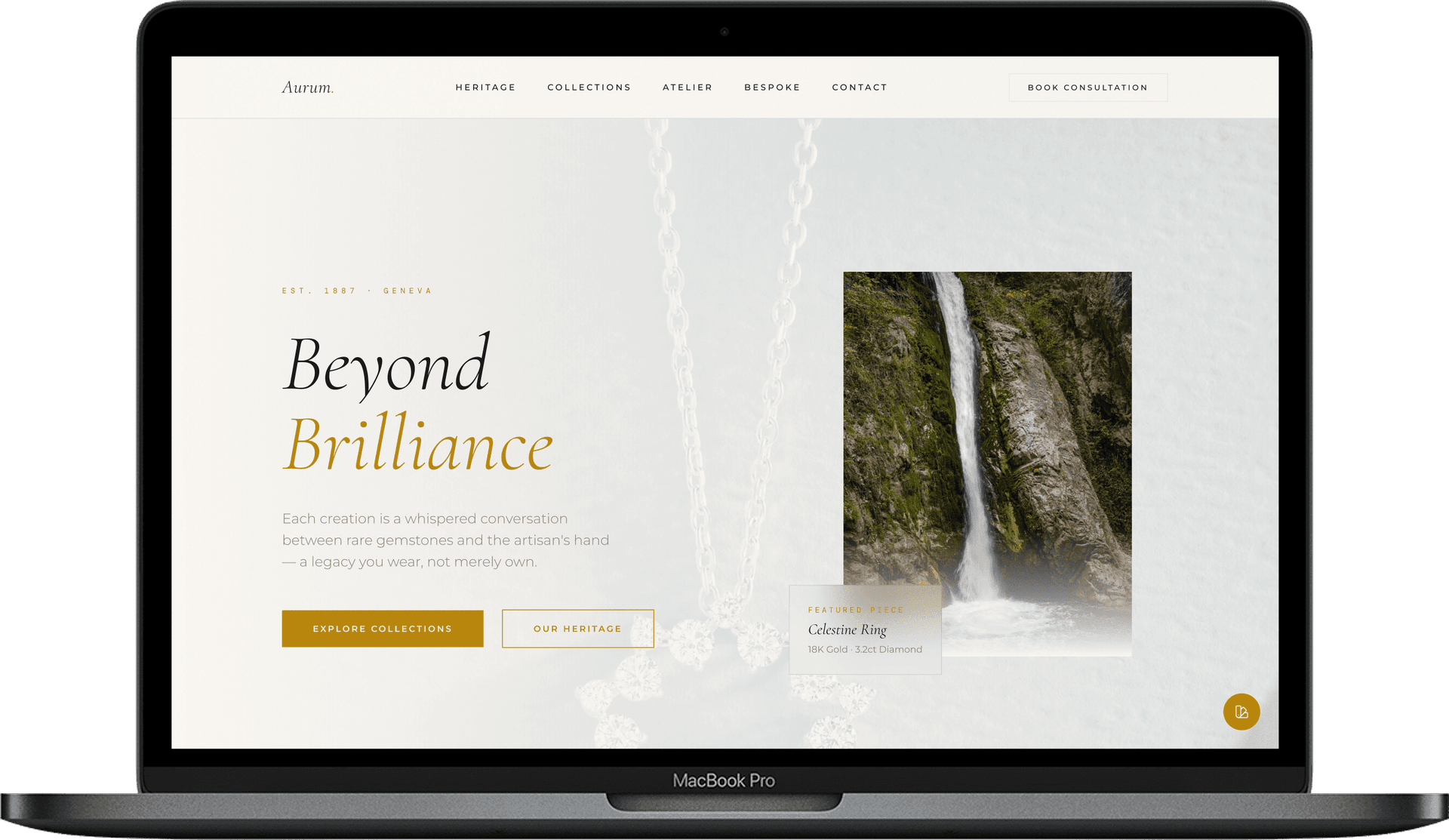 Fine Jewellery House Website — AURUM design homepage preview