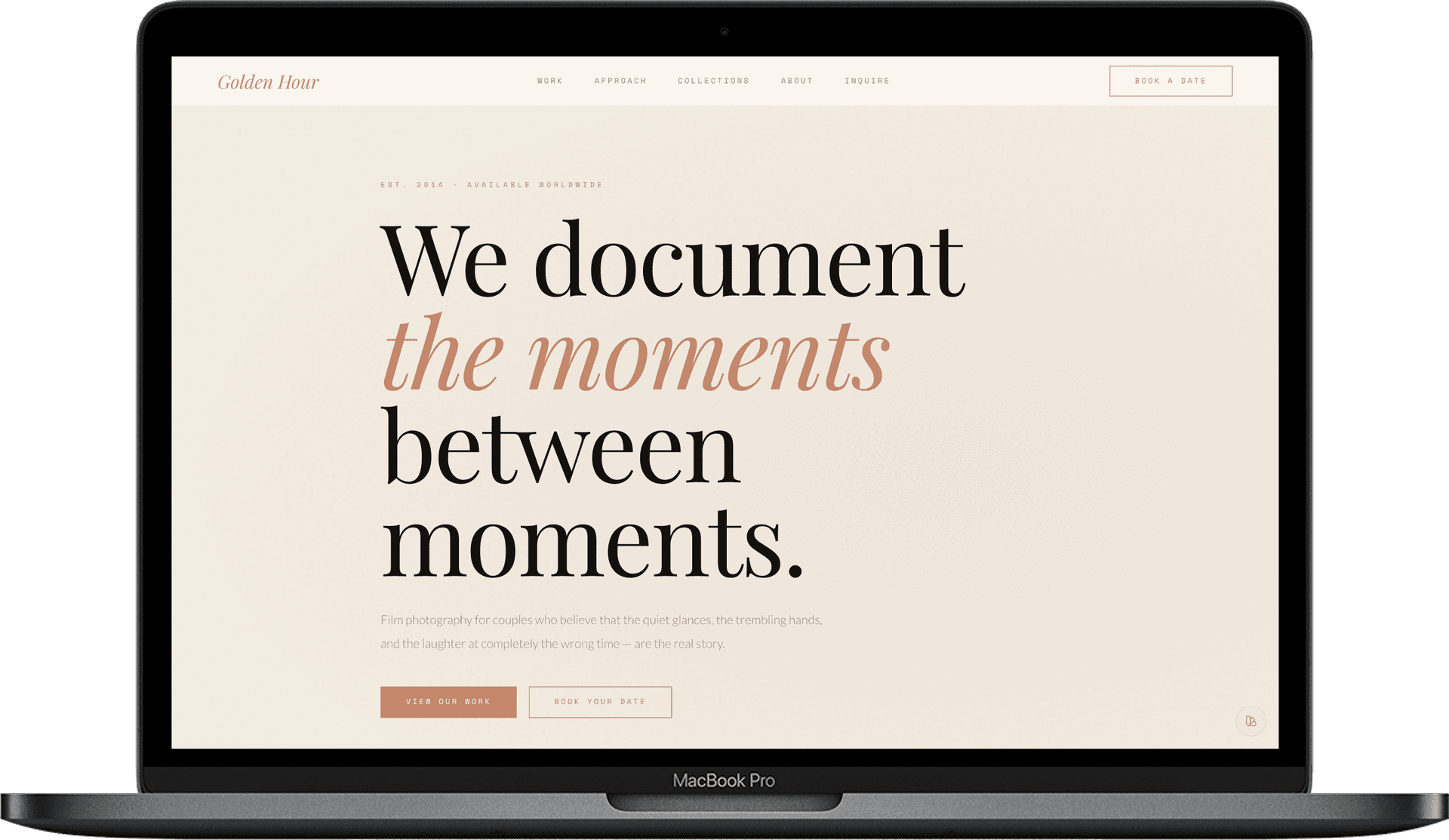 Wedding Photographer Website — Golden Hour design homepage preview