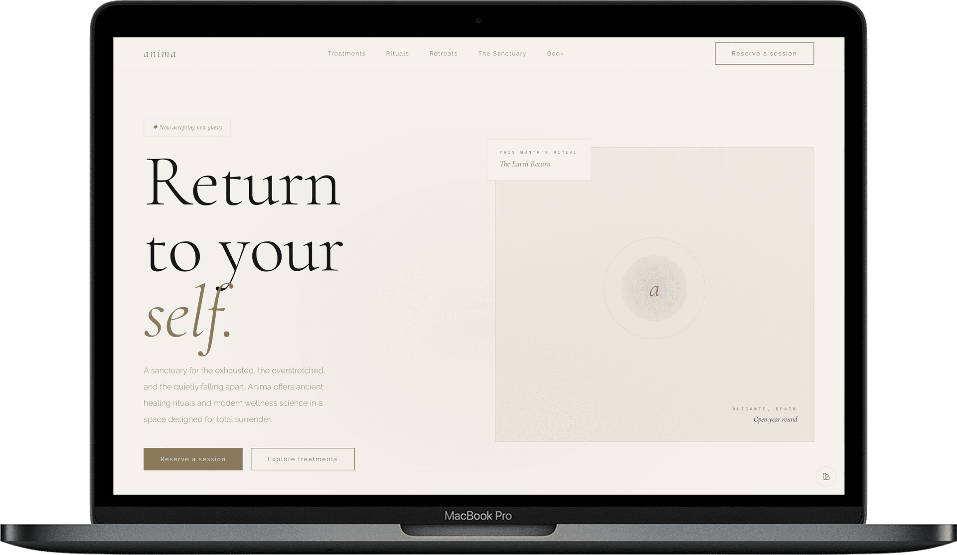 Wellness Retreat Website — Anima Spa design homepage preview