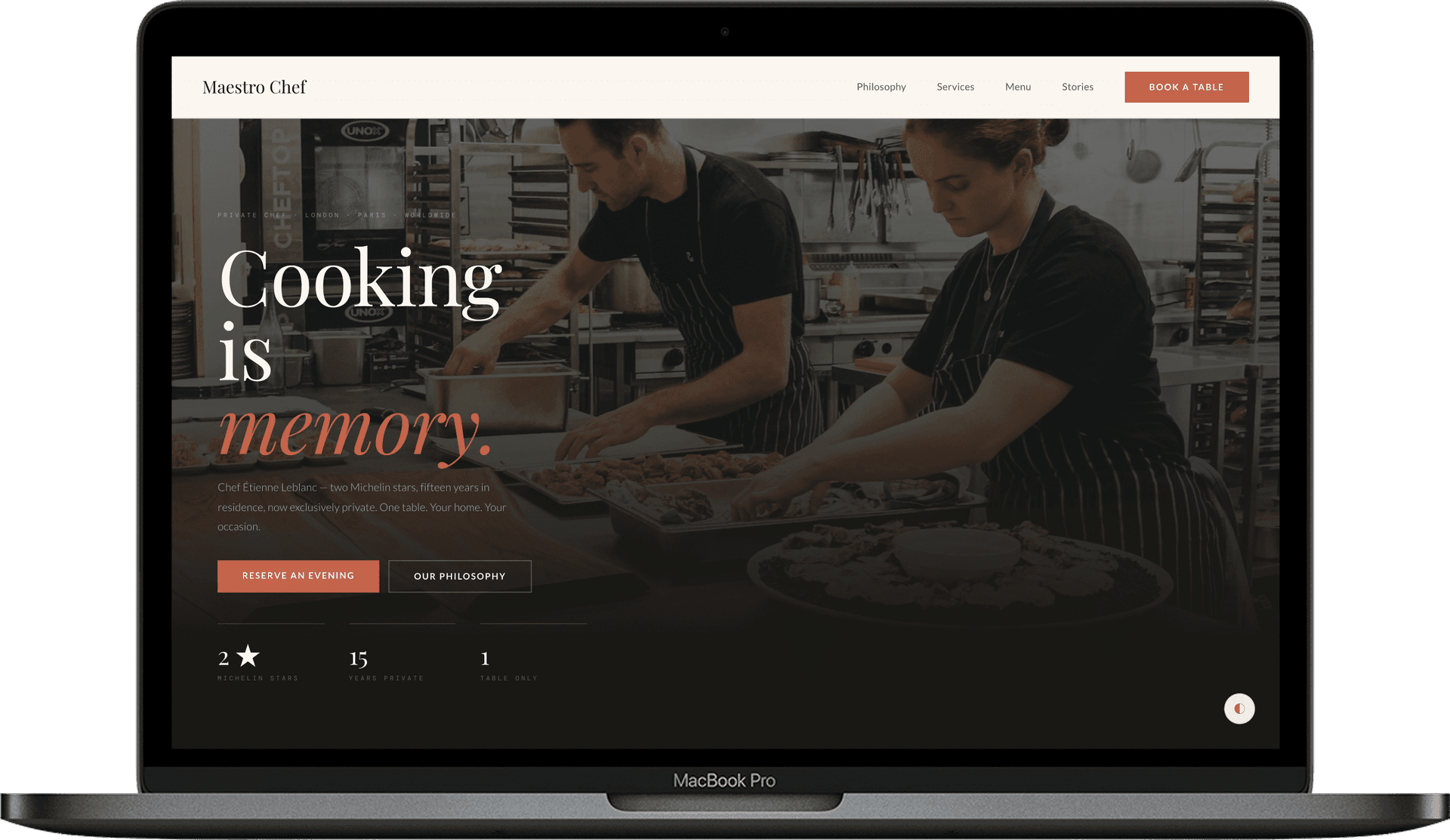 Private Chef Website — Maestro Chef design homepage preview