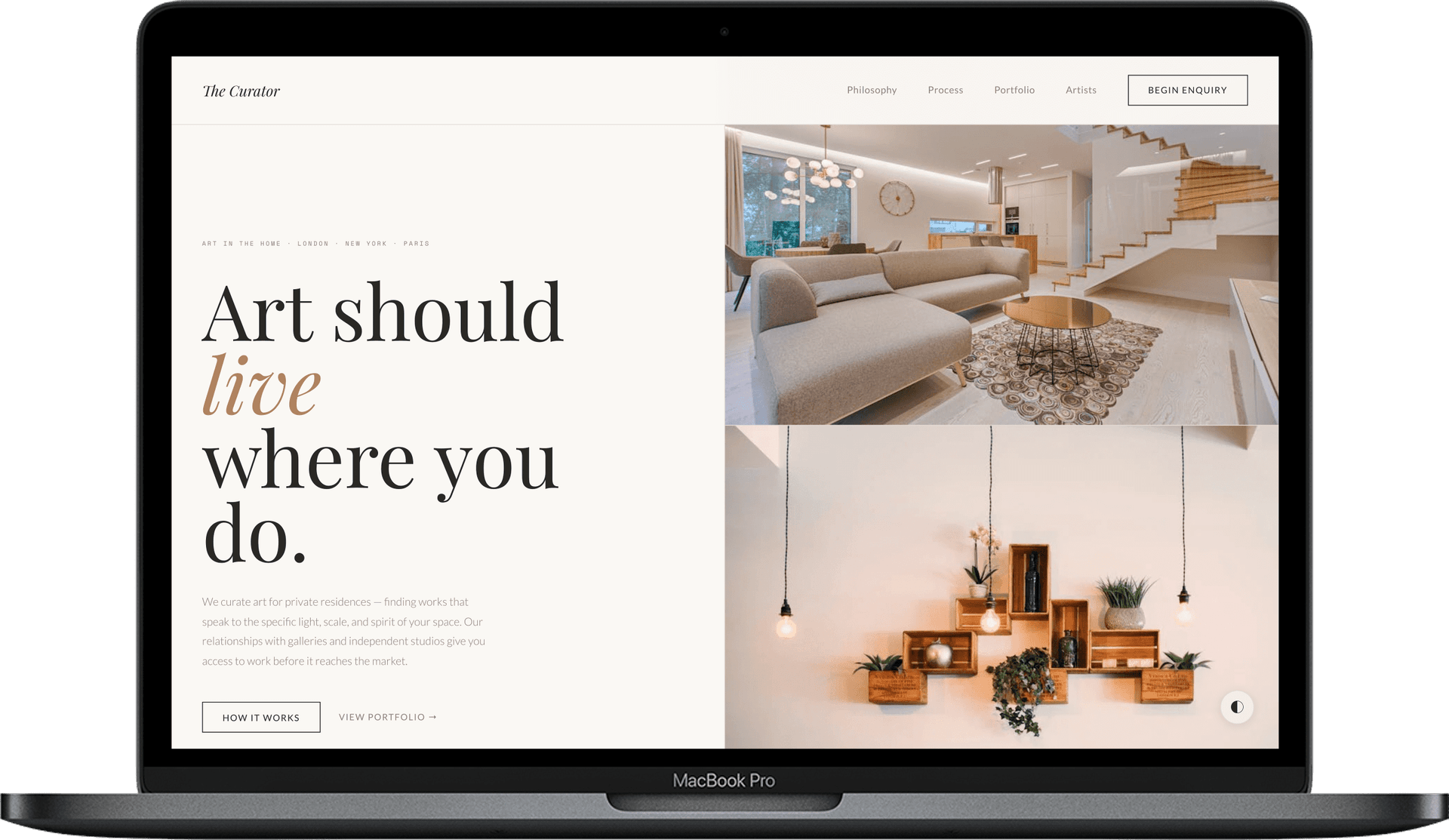 Art Advisory Website — The Curator design homepage preview