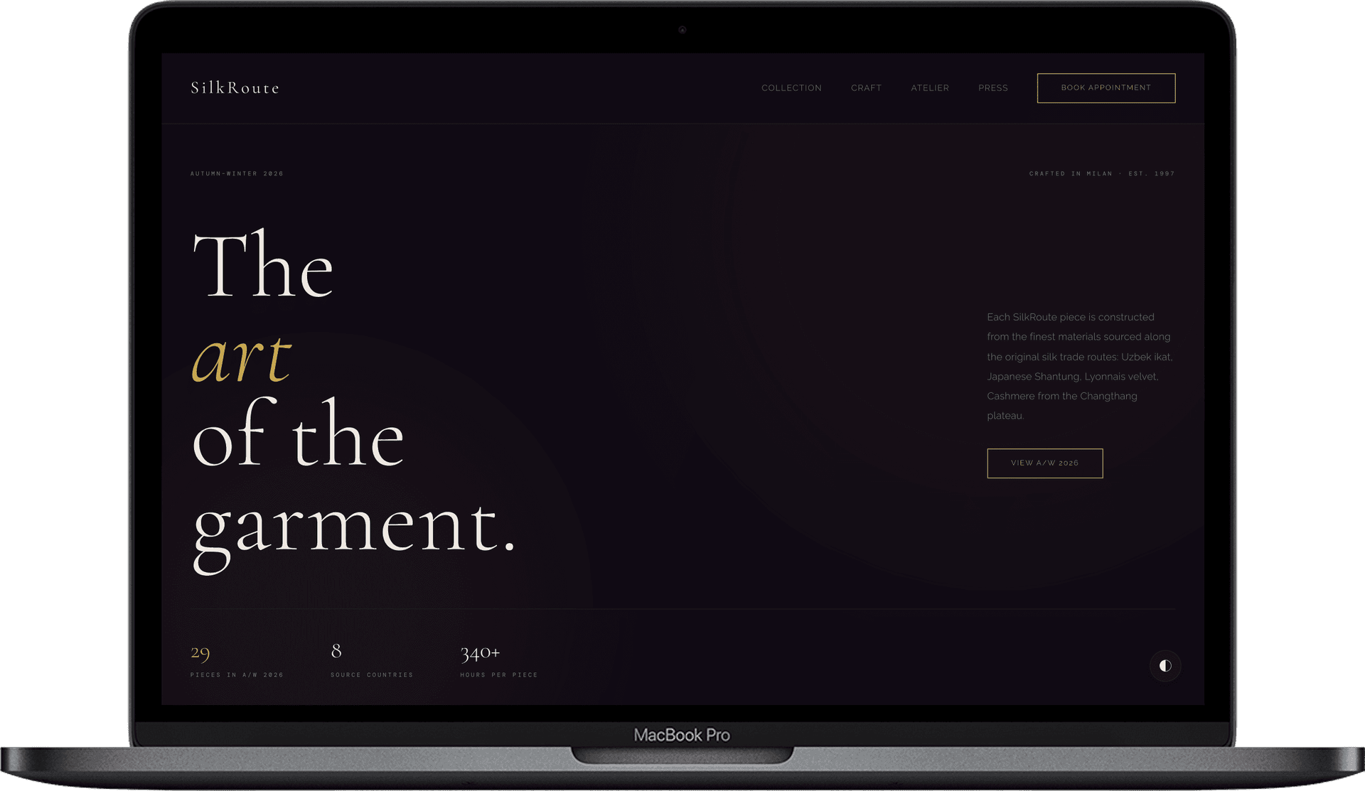 Fashion Atelier Website — SilkRoute design homepage preview