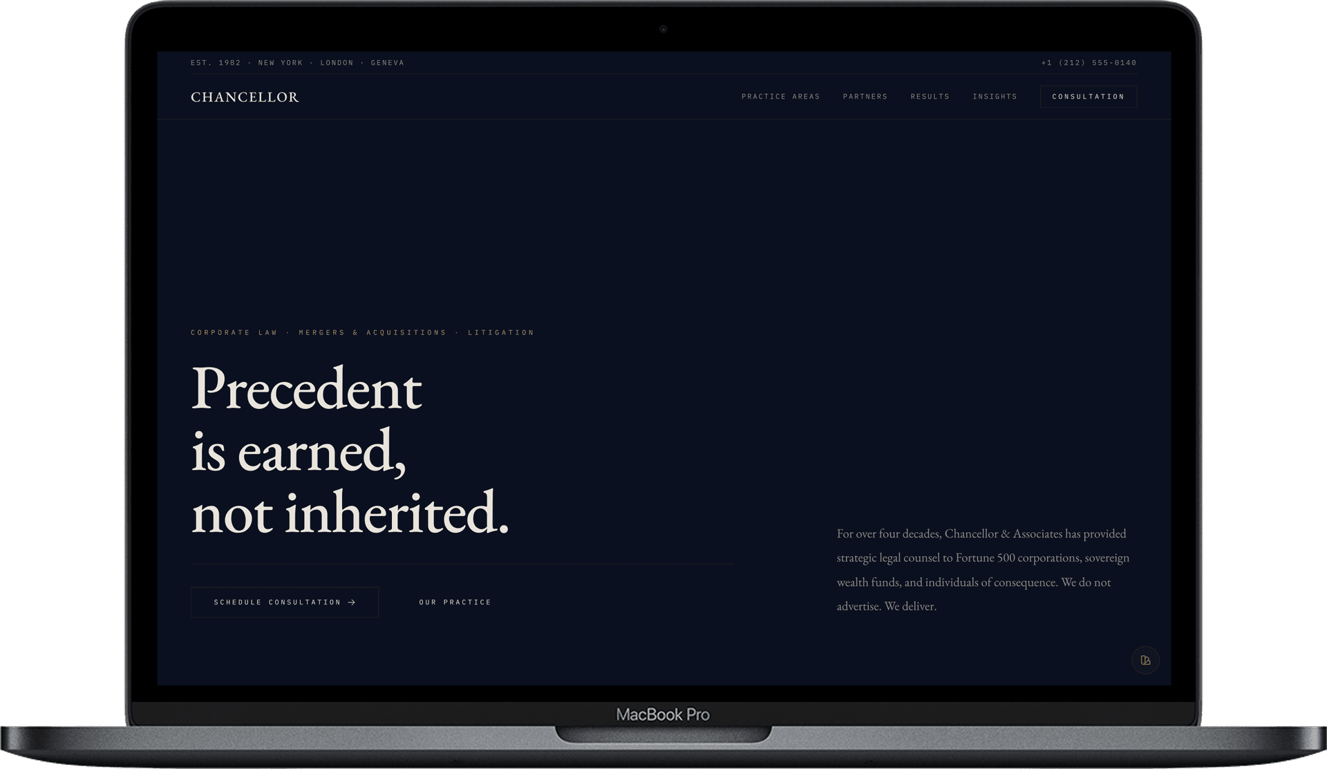 Corporate Law Firm Website — Chancellor design homepage preview