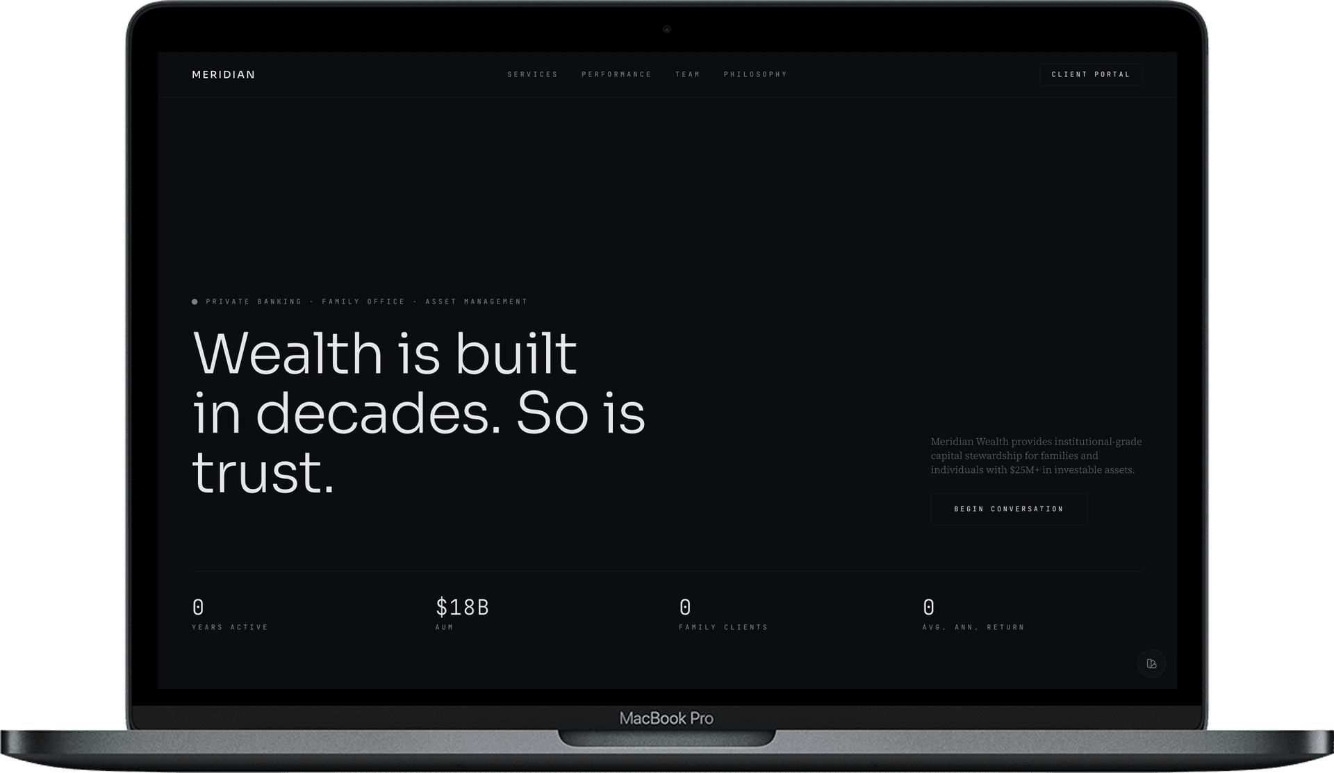 Private Banking Website — Meridian Wealth design homepage preview