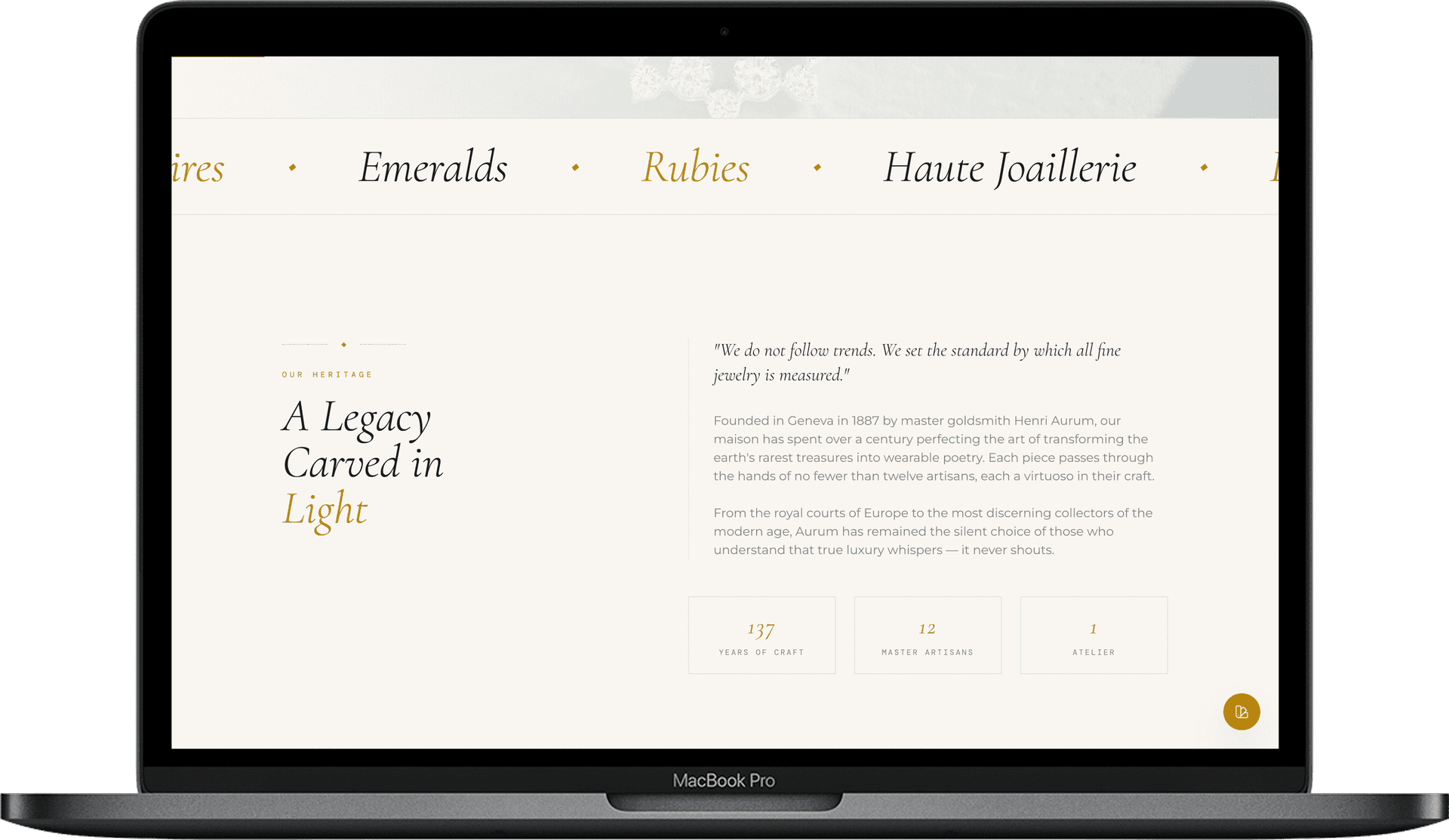 Fine Jewellery House Website — AURUM design detail preview 1