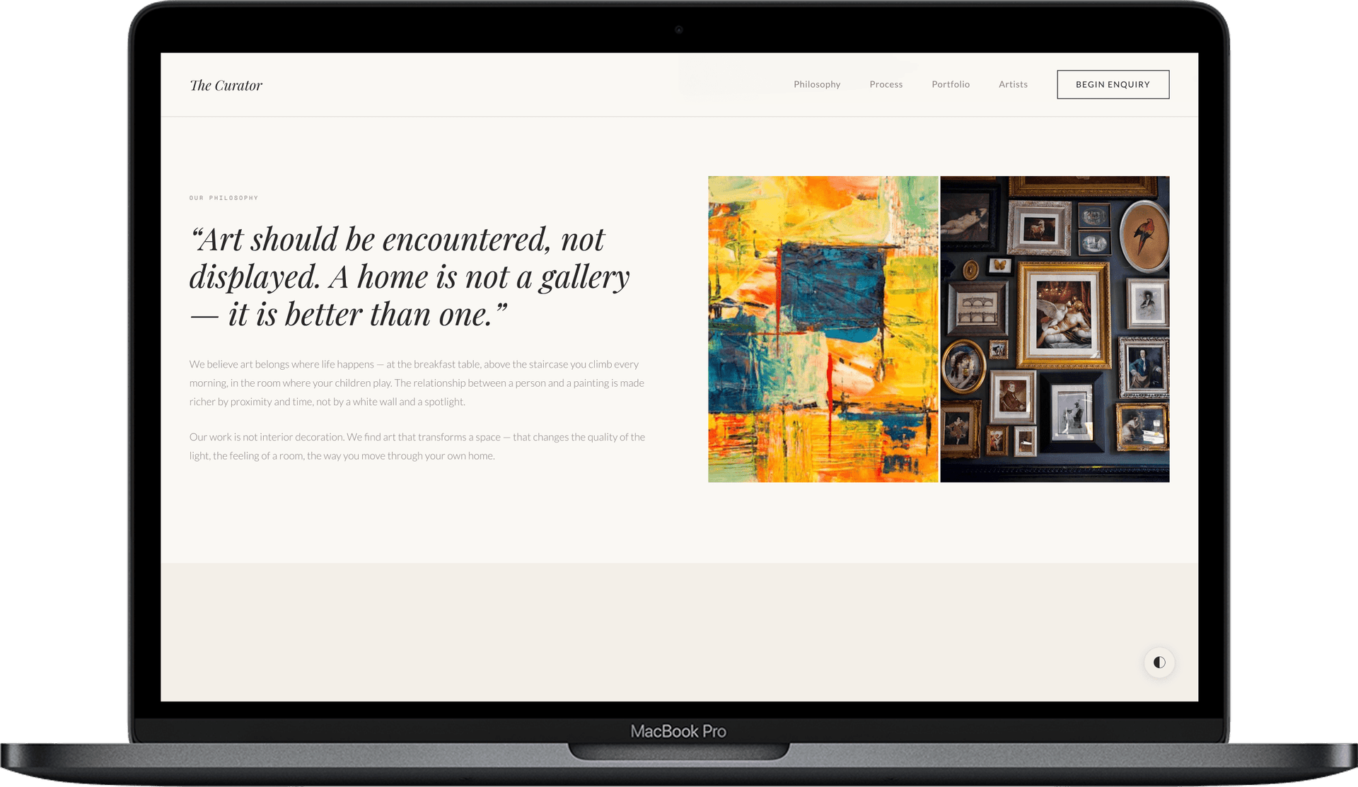 Art Advisory Website — The Curator design detail preview 2