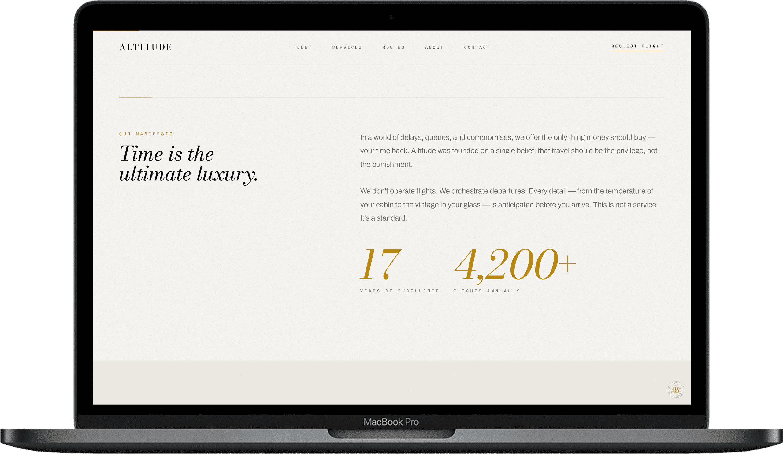 Private Aviation Website — ALTITUDE design detail preview 1