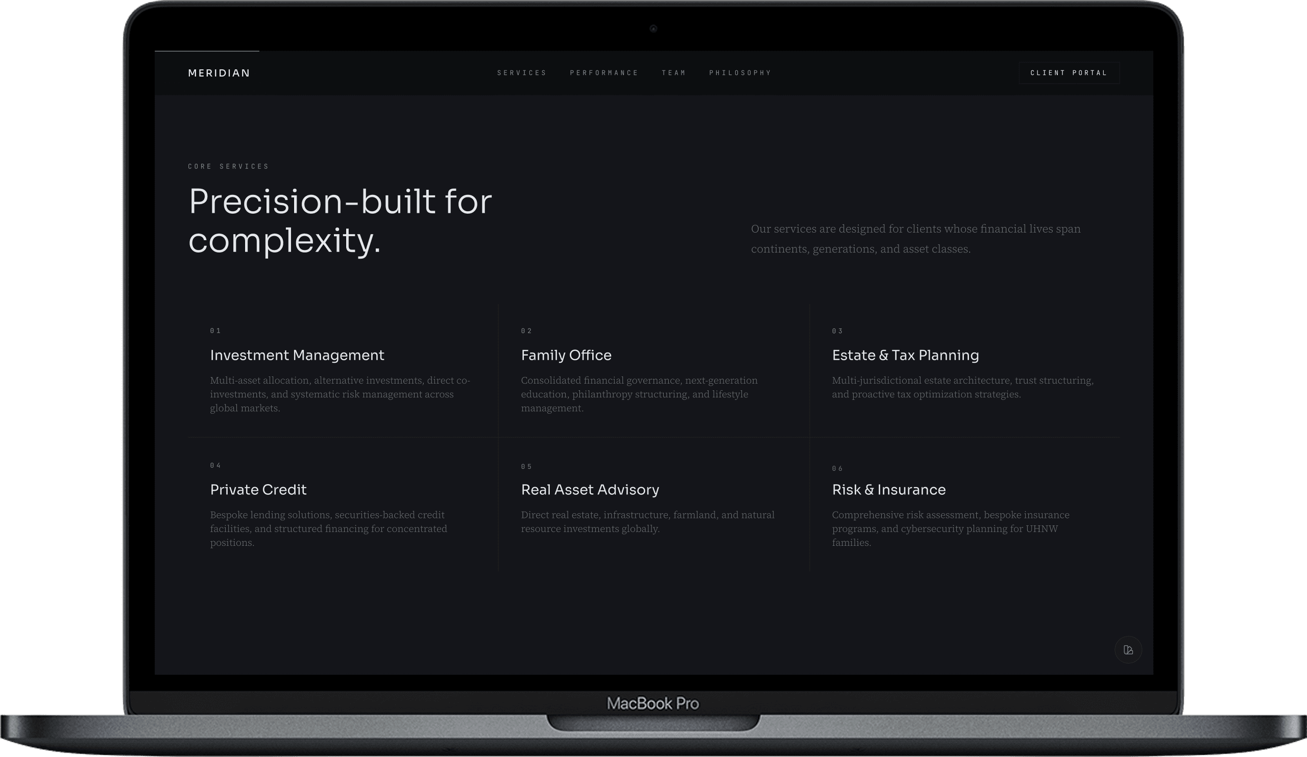 Private Banking Website — Meridian Wealth design detail preview 1