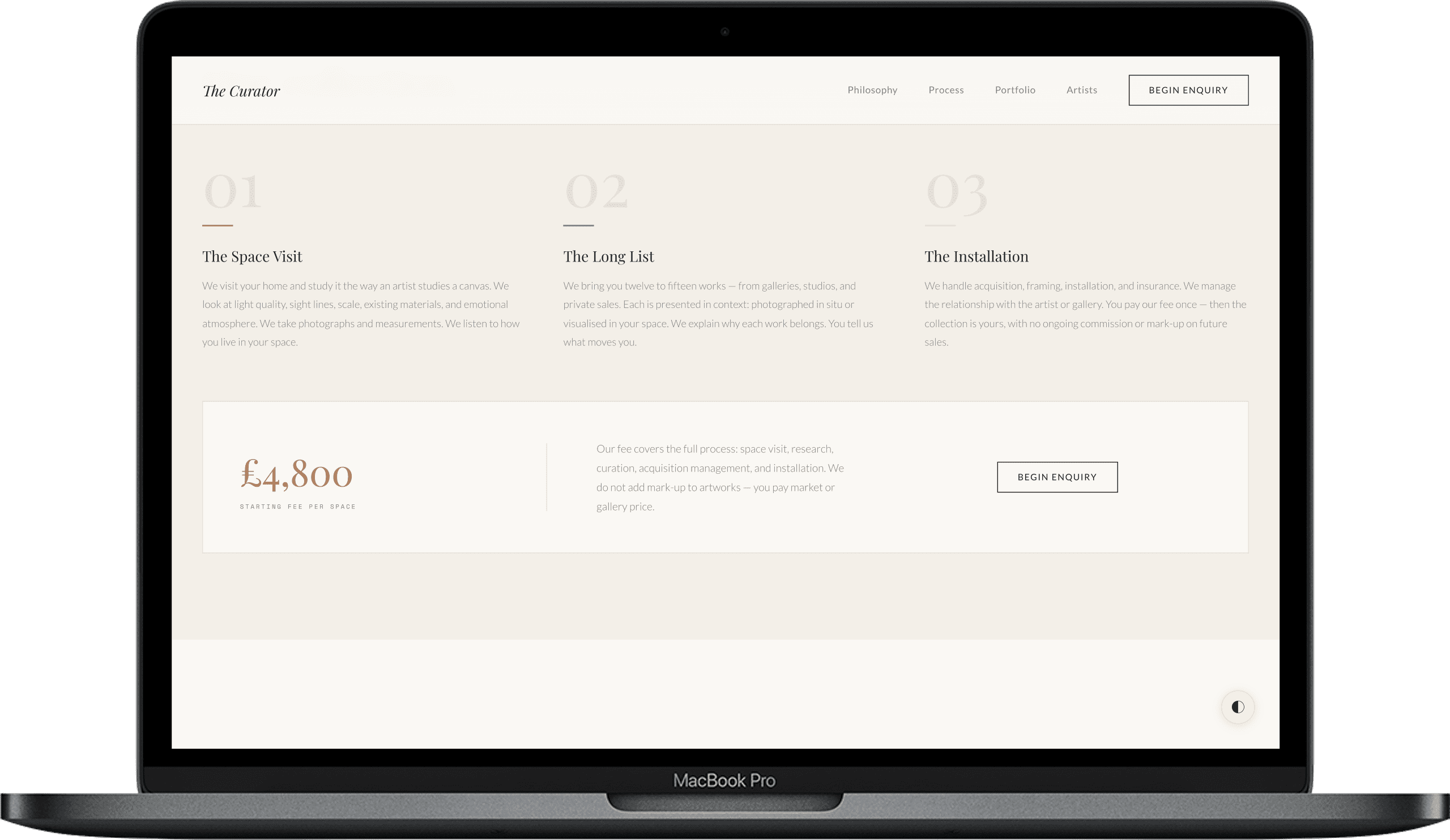 Art Advisory Website — The Curator design detail preview 1
