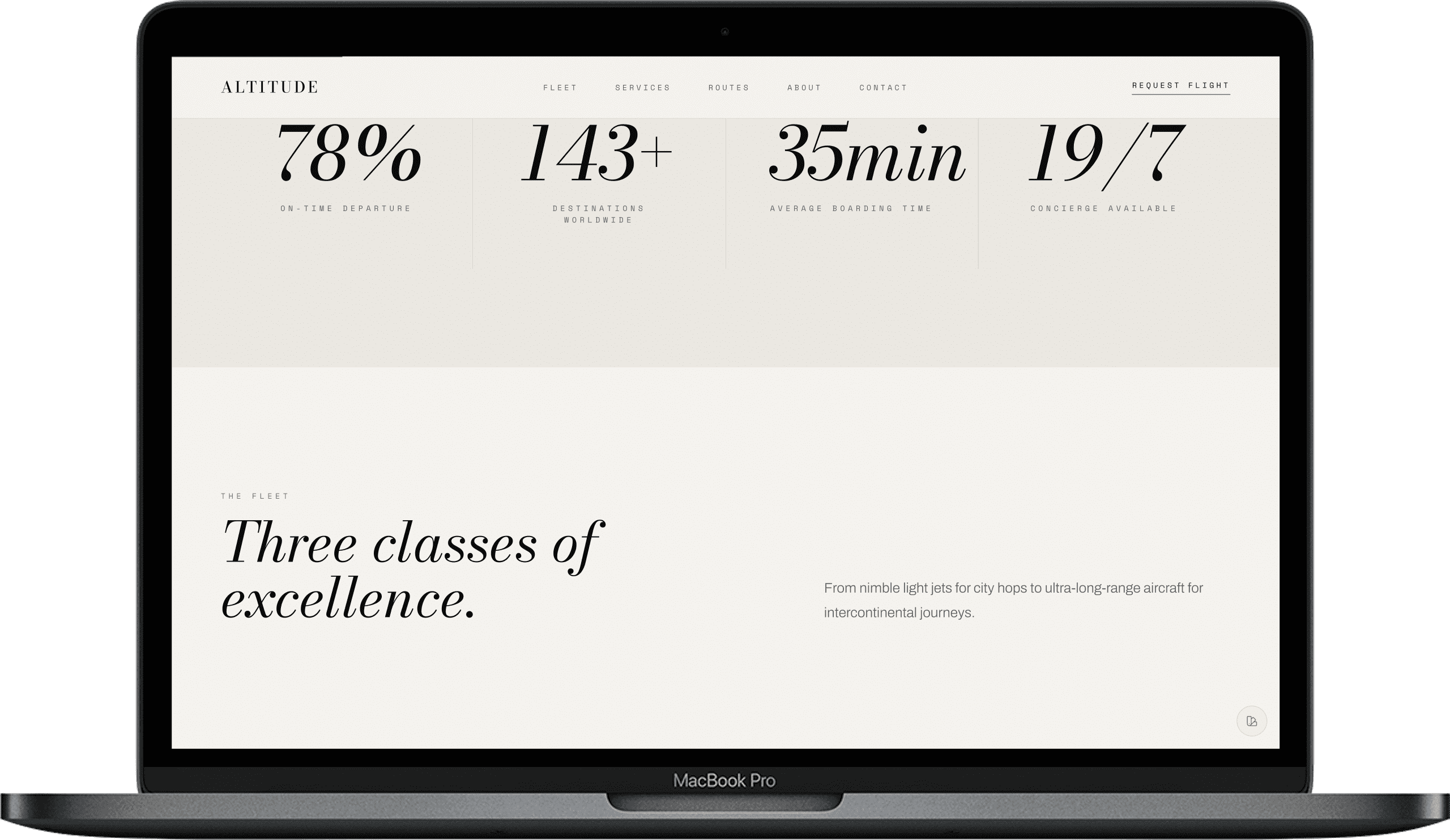 Private Aviation Website — ALTITUDE design detail preview 2