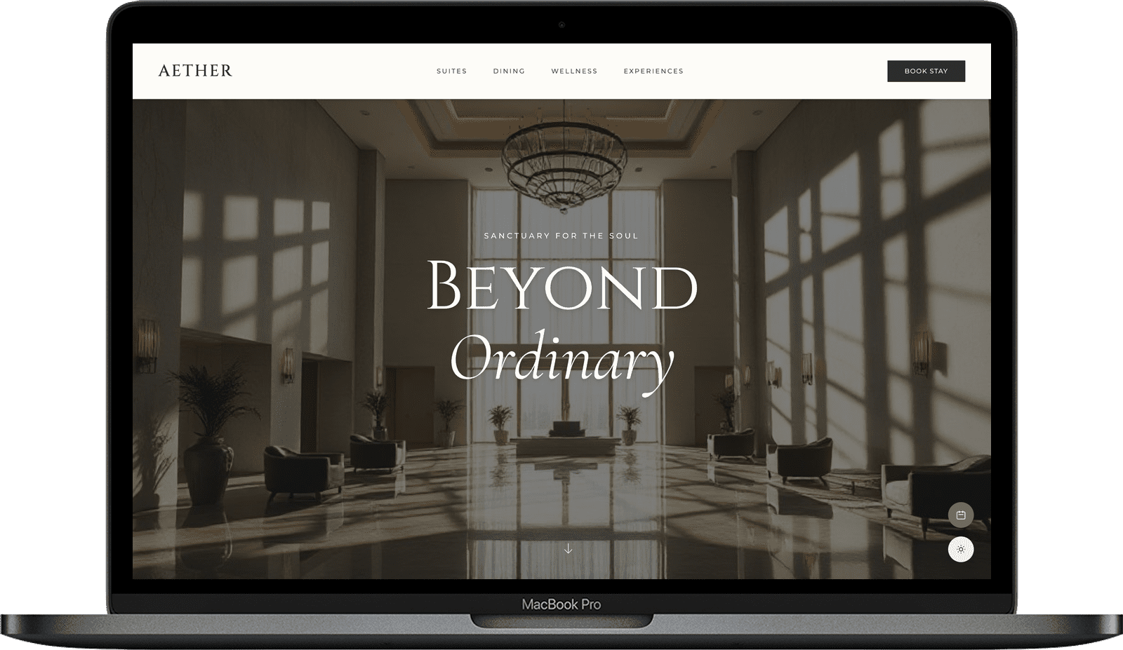Hotel & Apartments Website — AETHER design homepage preview