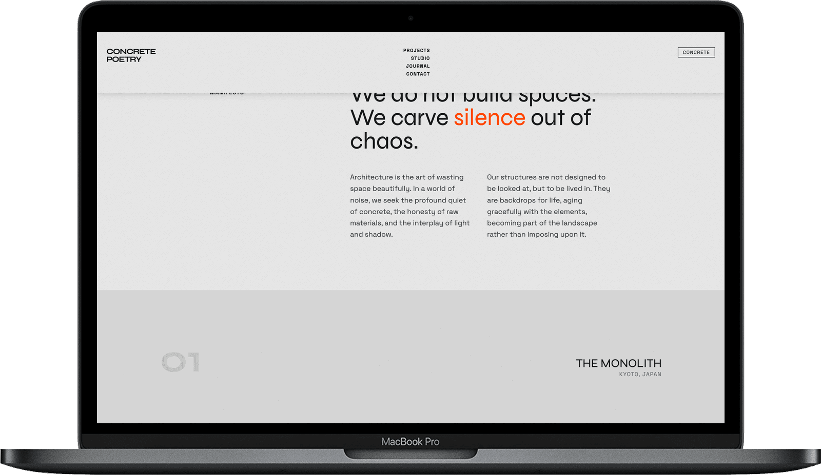 Architect Website — Concrete Poetry design detail preview 1