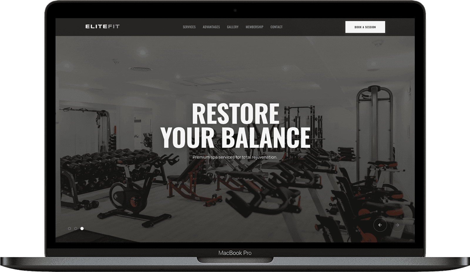 Fitness Club Website — EliteFit design homepage preview