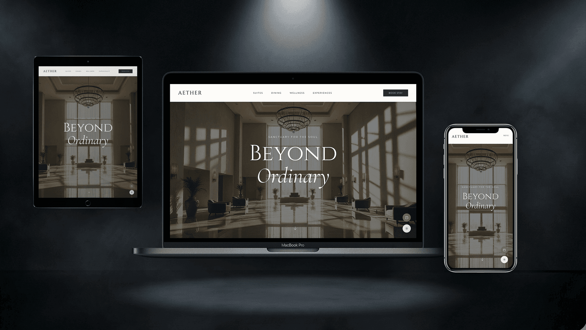 Hotel & Apartments Website — AETHER design — Landing exclusive website base preview