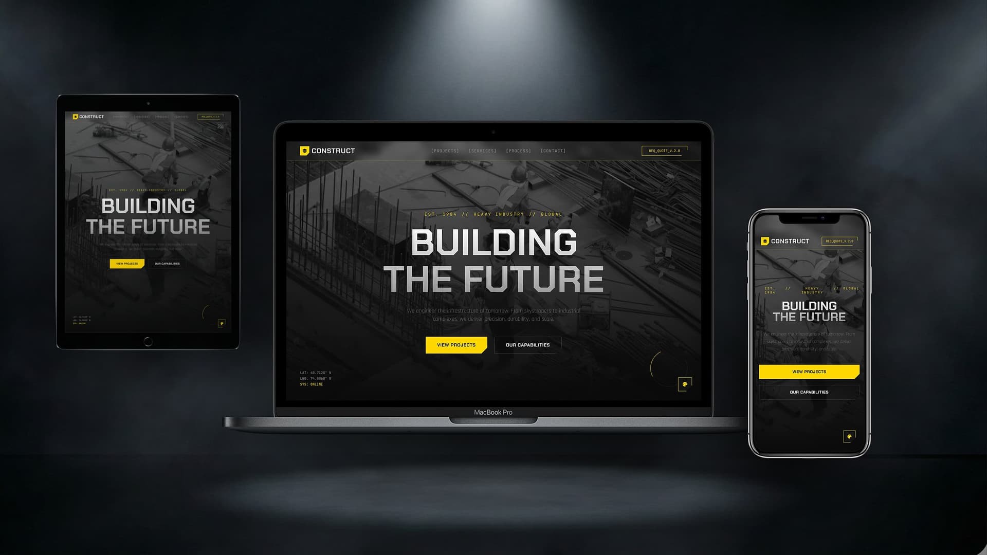 General Contractor Website — CONSTRUCT design — Landing exclusive website base preview