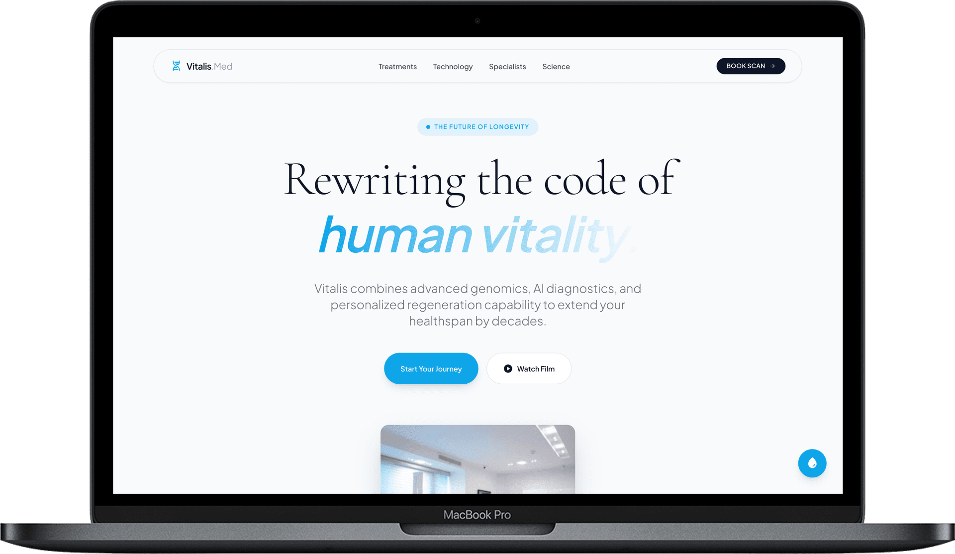 Longevity Clinic Website — VITALIS design homepage preview