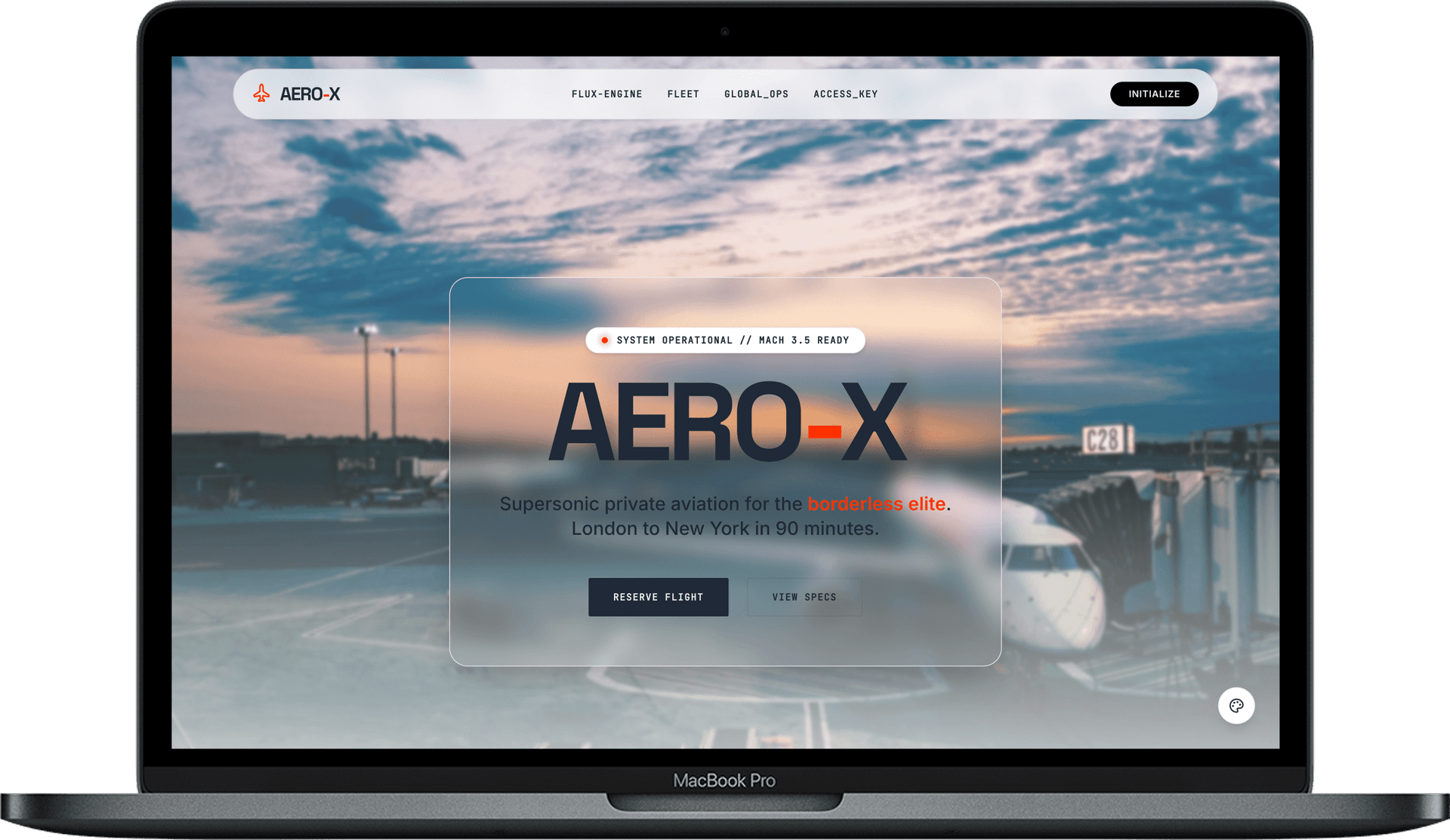 Charter Flights Website — AERO-X design homepage preview