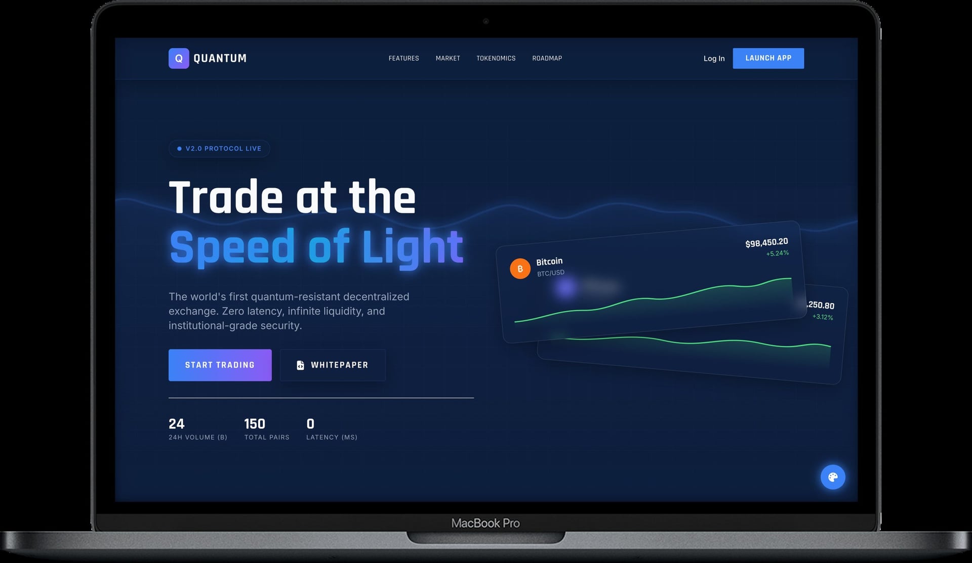 DeFi & Web3 Website — QUANTUM design homepage preview