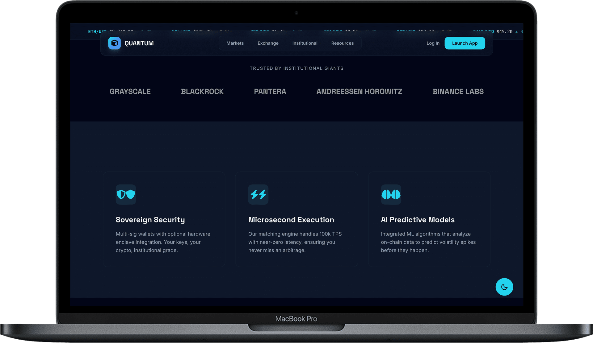 Crypto Exchange Website — QUANTUM Exchange design detail preview 1