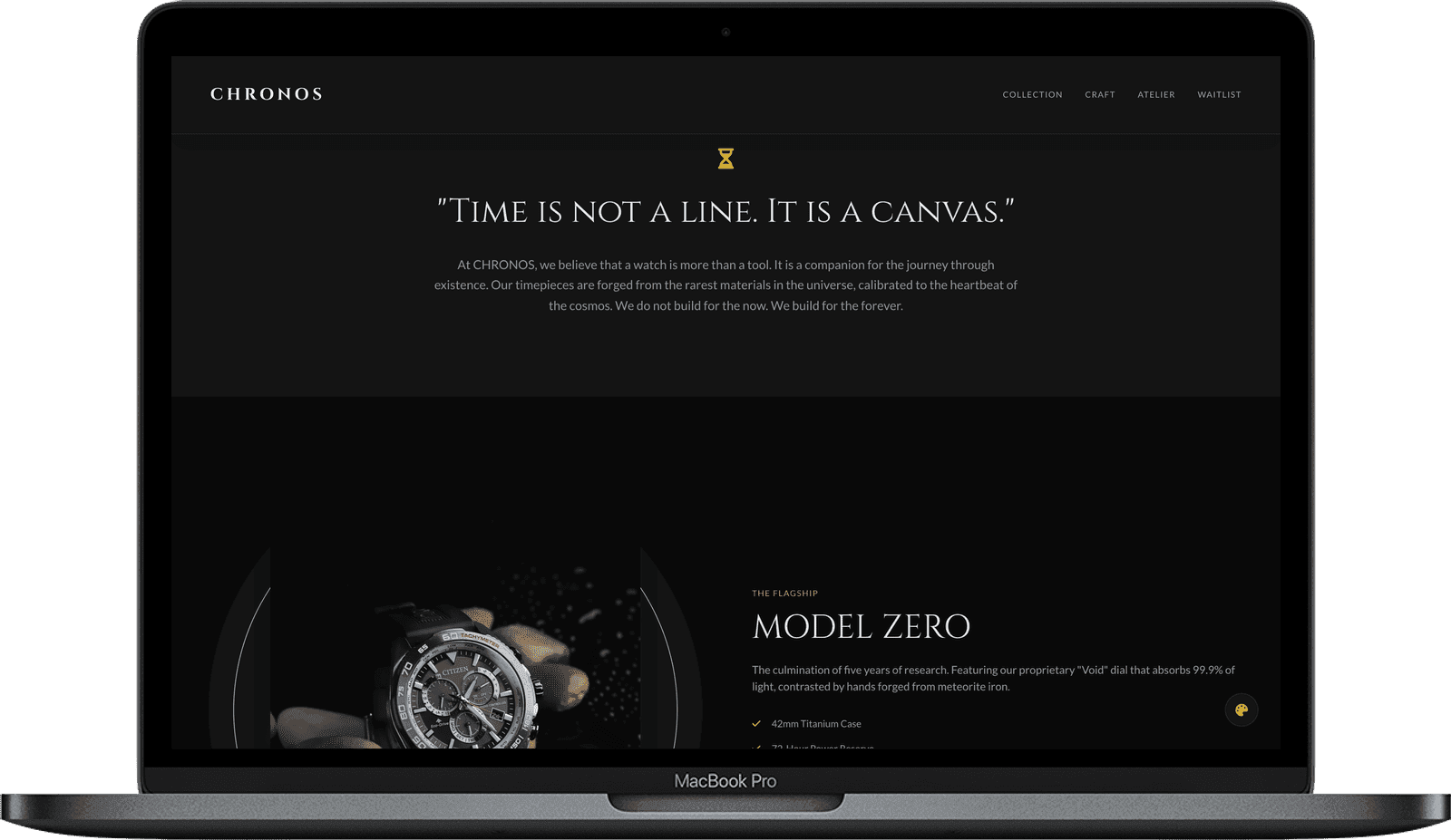 Watch Brand Landing Page — CHRONOS design detail preview 1