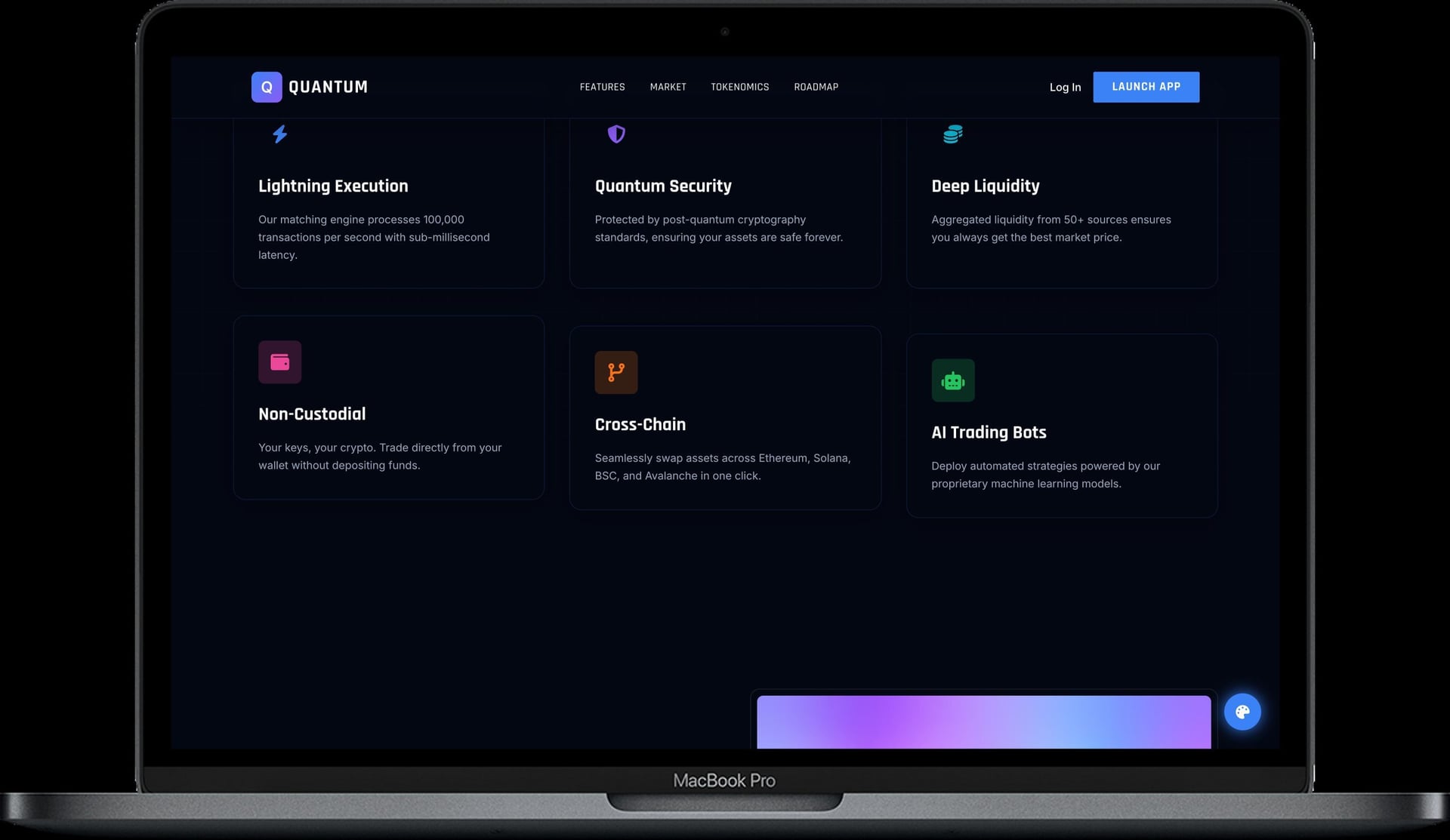 DeFi & Web3 Website — QUANTUM design detail preview 2