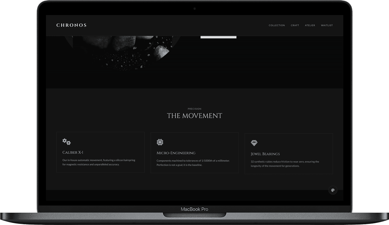 Watch Brand Landing Page — CHRONOS design detail preview 2