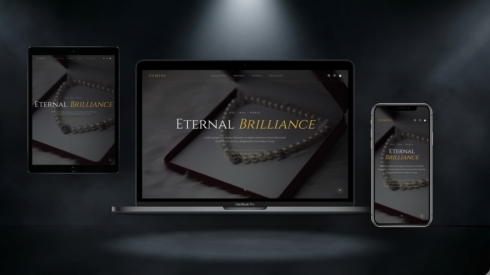 Jewelry Store Website — ÉCLAT design — Landing exclusive website base preview
