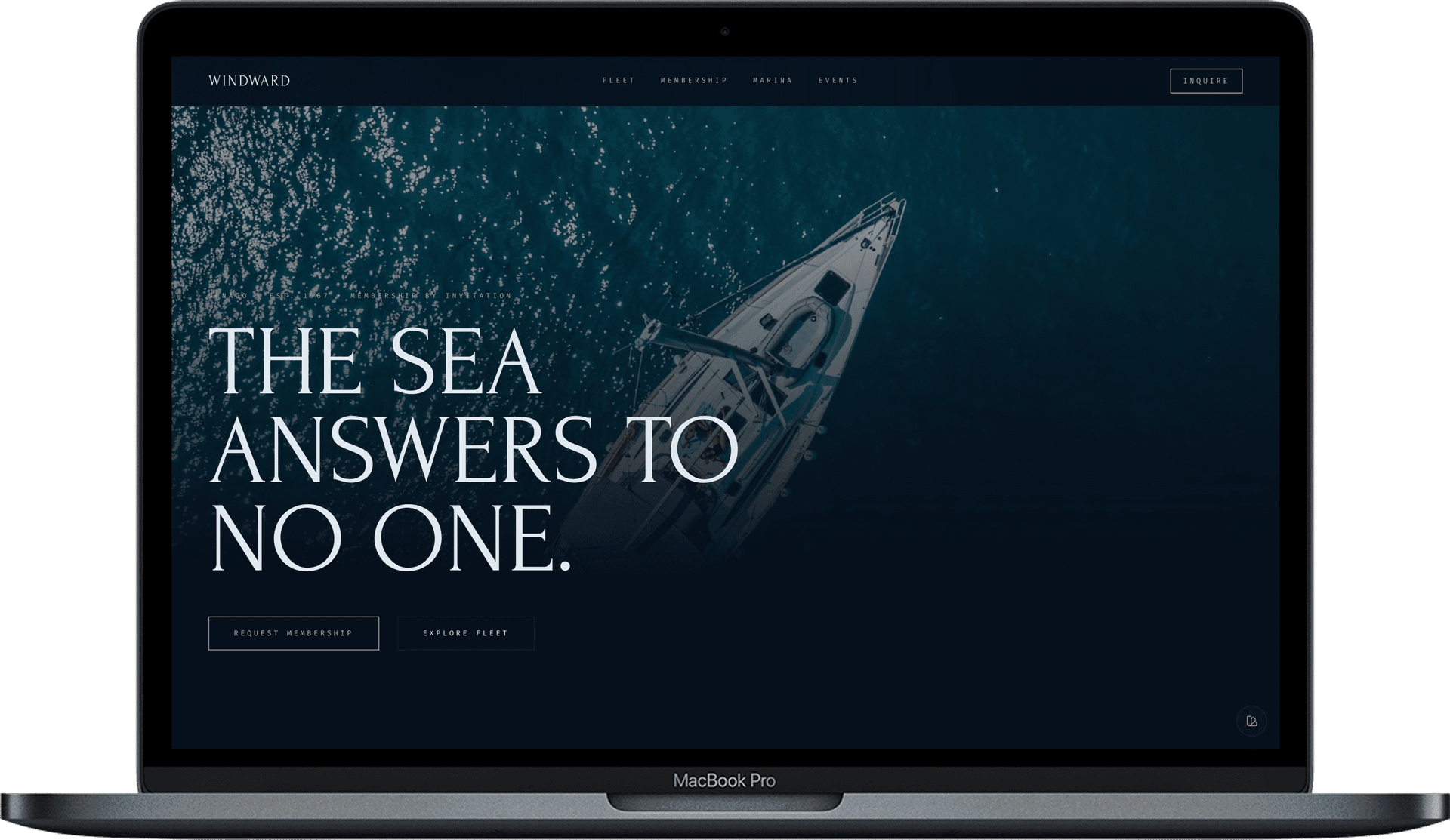 Yacht Club Website — WINDWARD design homepage preview