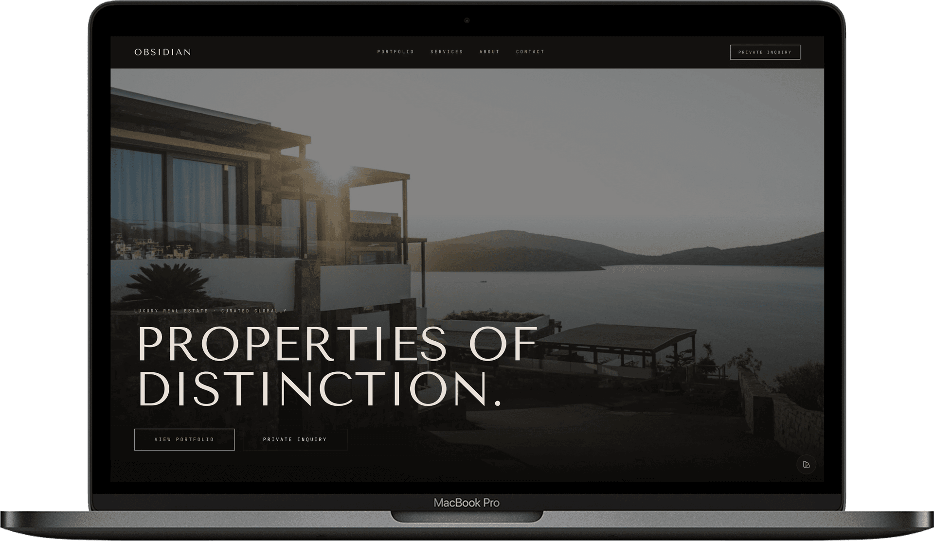 Luxury Real Estate Website — OBSIDIAN design homepage preview