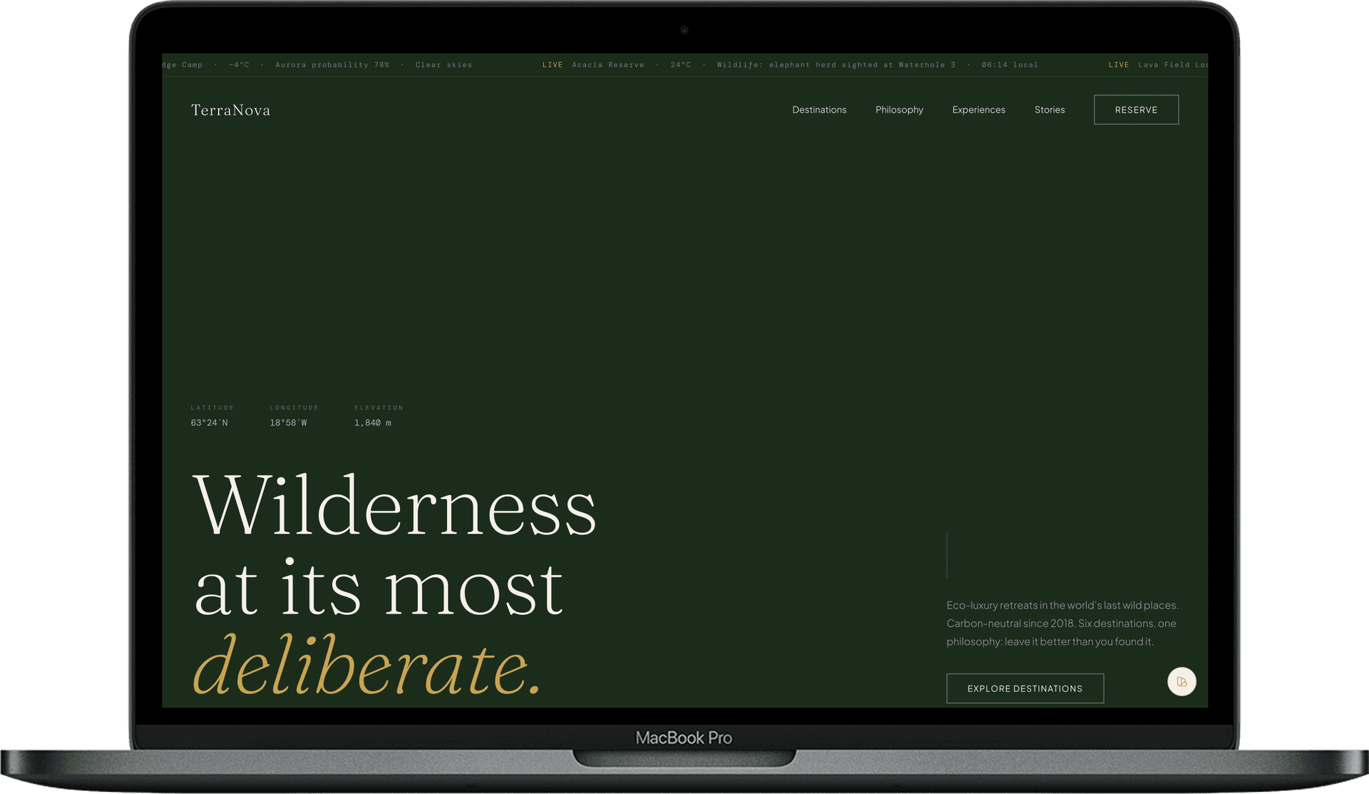Eco Hotel Website — TerraNova design homepage preview