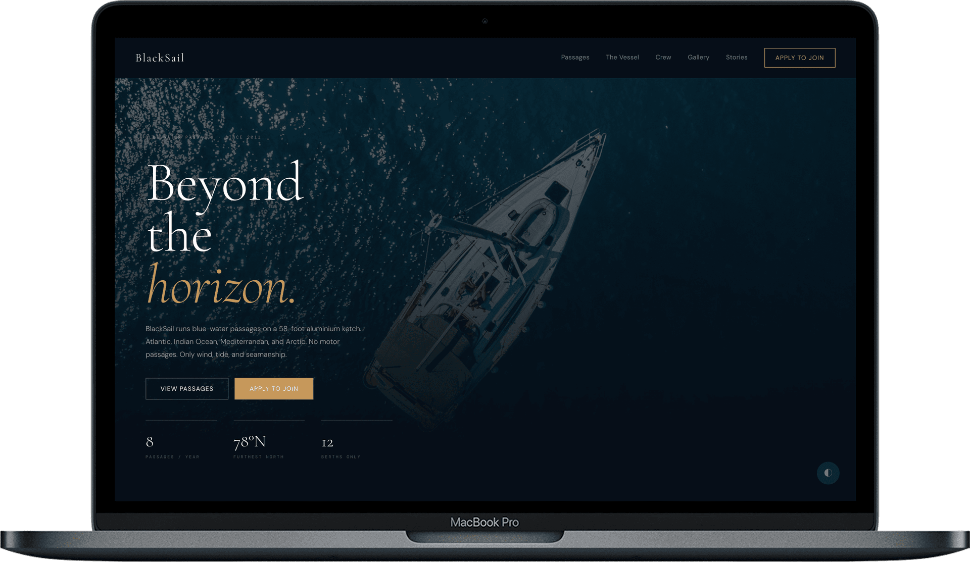 Sailing Expeditions Website — BlackSail design homepage preview