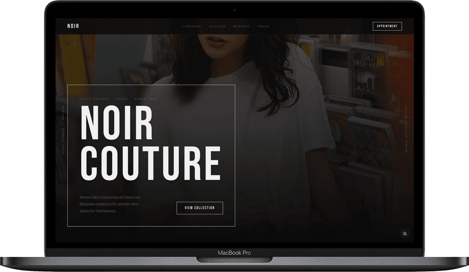 Haute Couture Website — Noir Couture design homepage preview