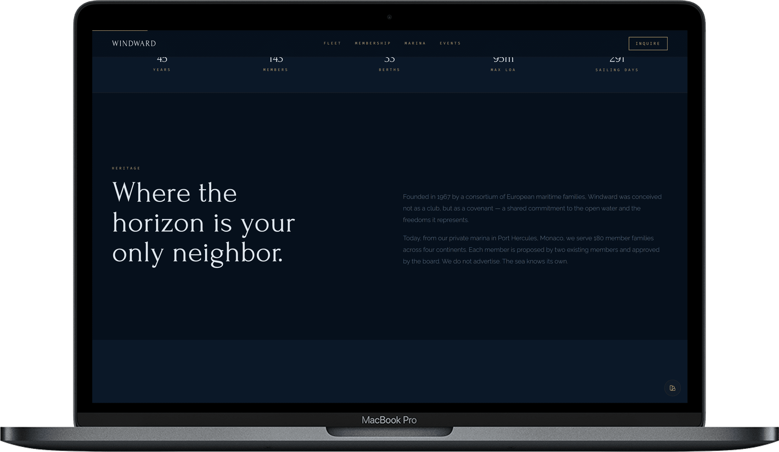 Yacht Club Website — WINDWARD design detail preview 2